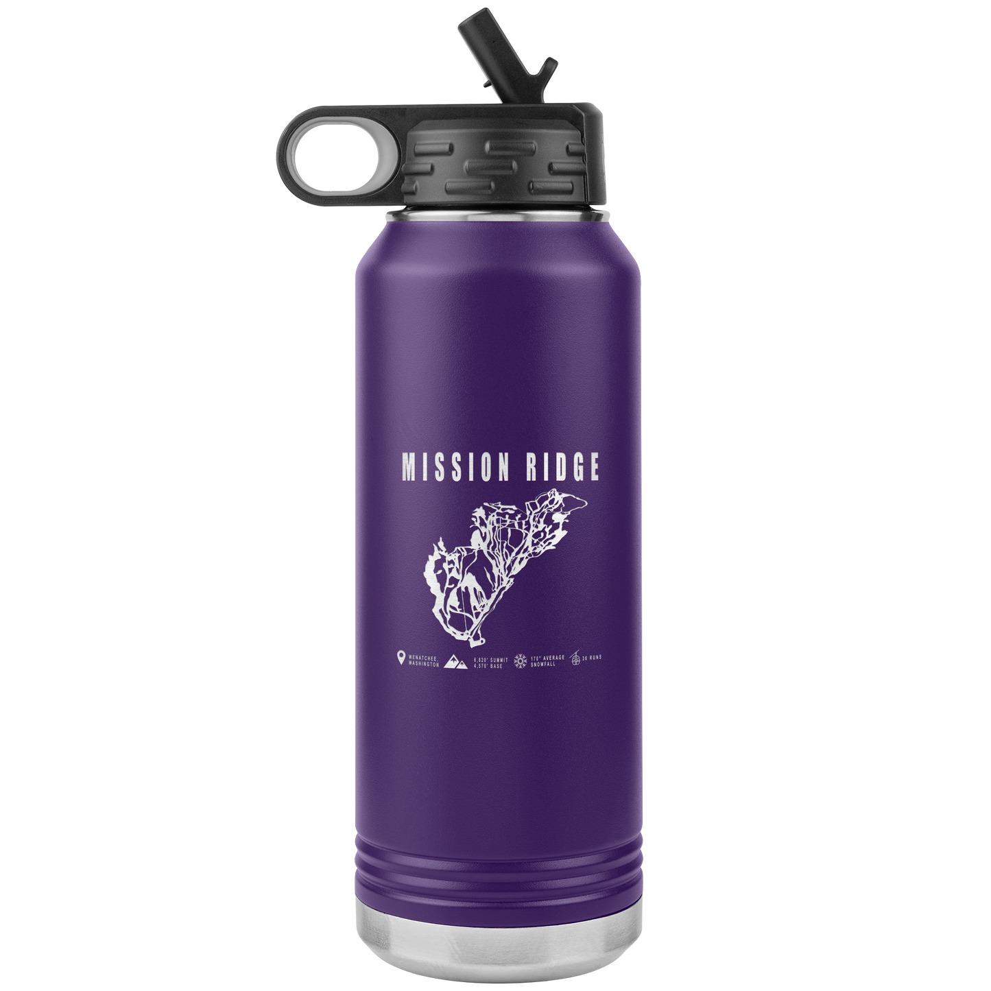 Mission Ridge, Washington Ski Trail Map 32oz Water Bottle Tumbler - Powderaddicts