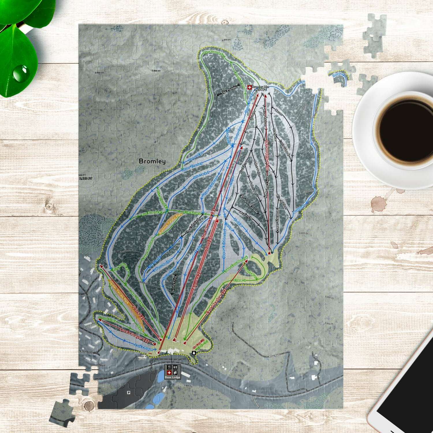 Bromley, Vermont Ski Trail Map Puzzle - Powderaddicts