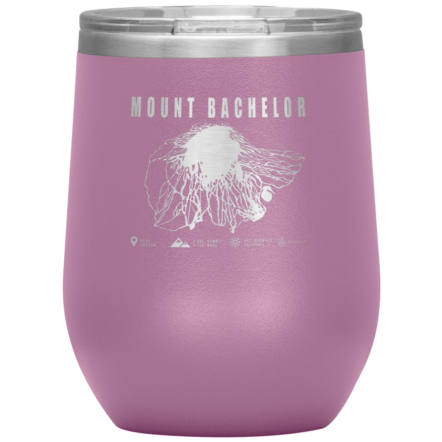 Mount Bachelor, Oregon Ski Trail Map Wine 12oz Tumbler - Powderaddicts