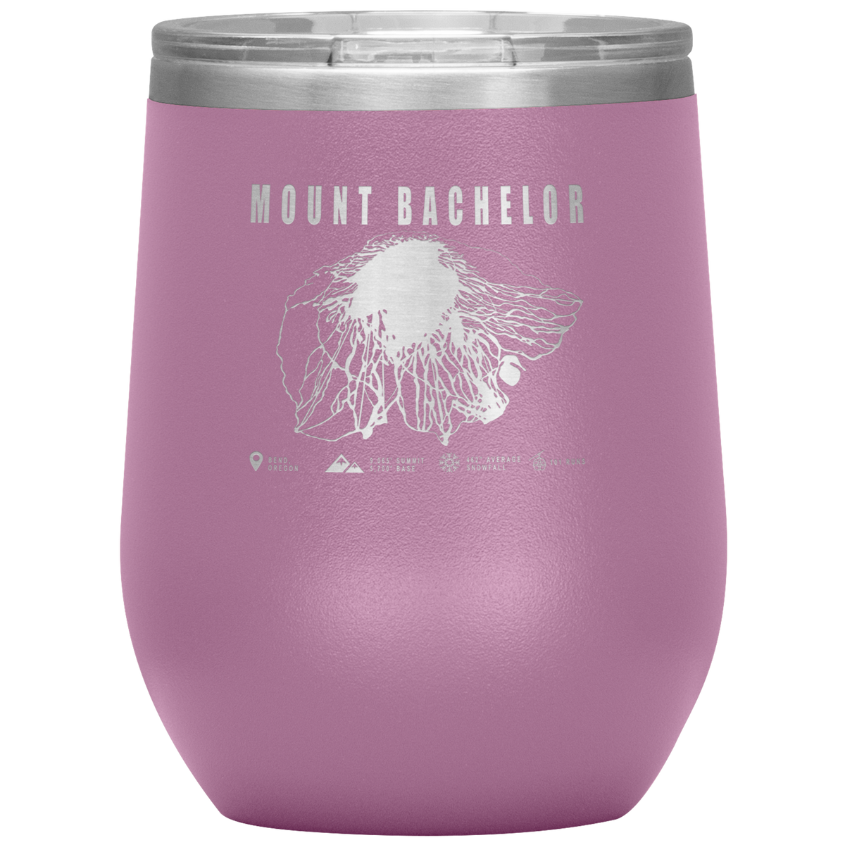 Mount Bachelor, Oregon Ski Trail Map Wine 12oz Tumbler - Powderaddicts