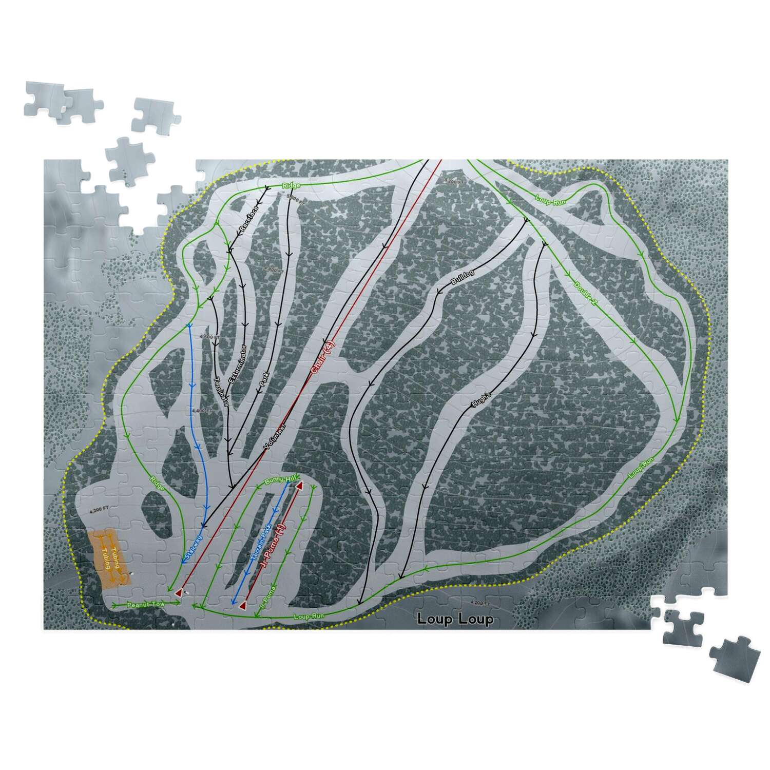 Loup Loup Washington Ski Map Resort Puzzle - Powderaddicts