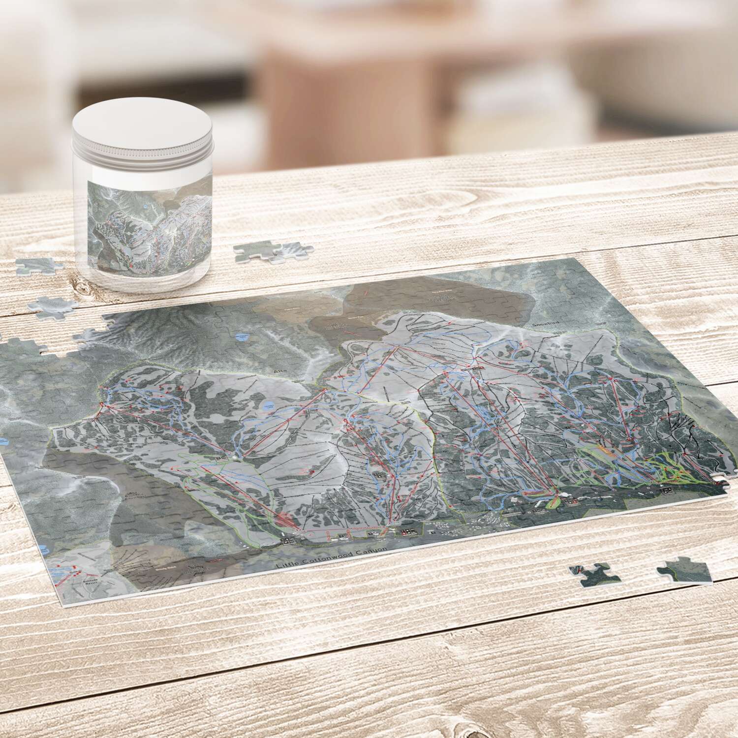 Little Cottonwood Canyon, Utah Ski Trail Map puzzle - Powderaddicts