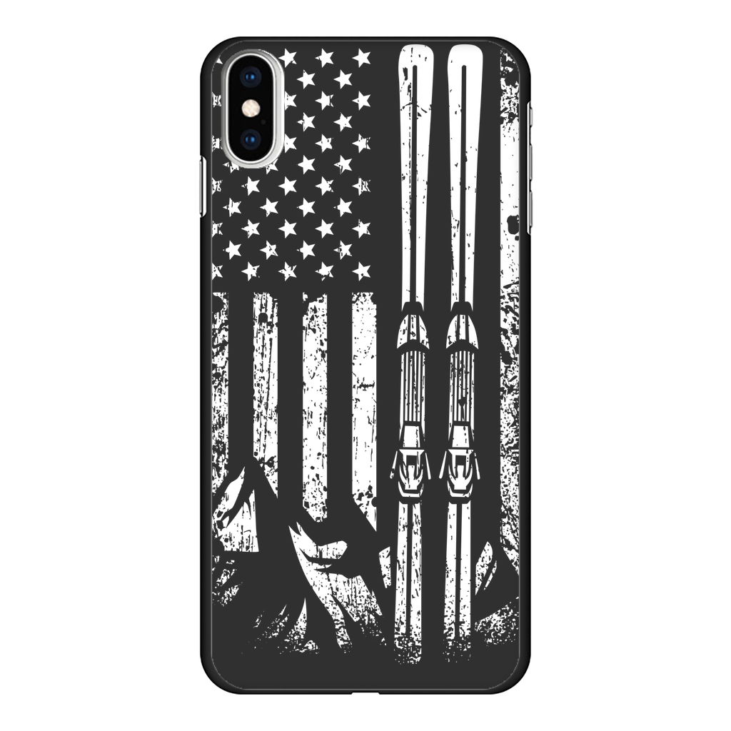USA Ski Flag Back Printed Black Hard Phone Case - Powderaddicts