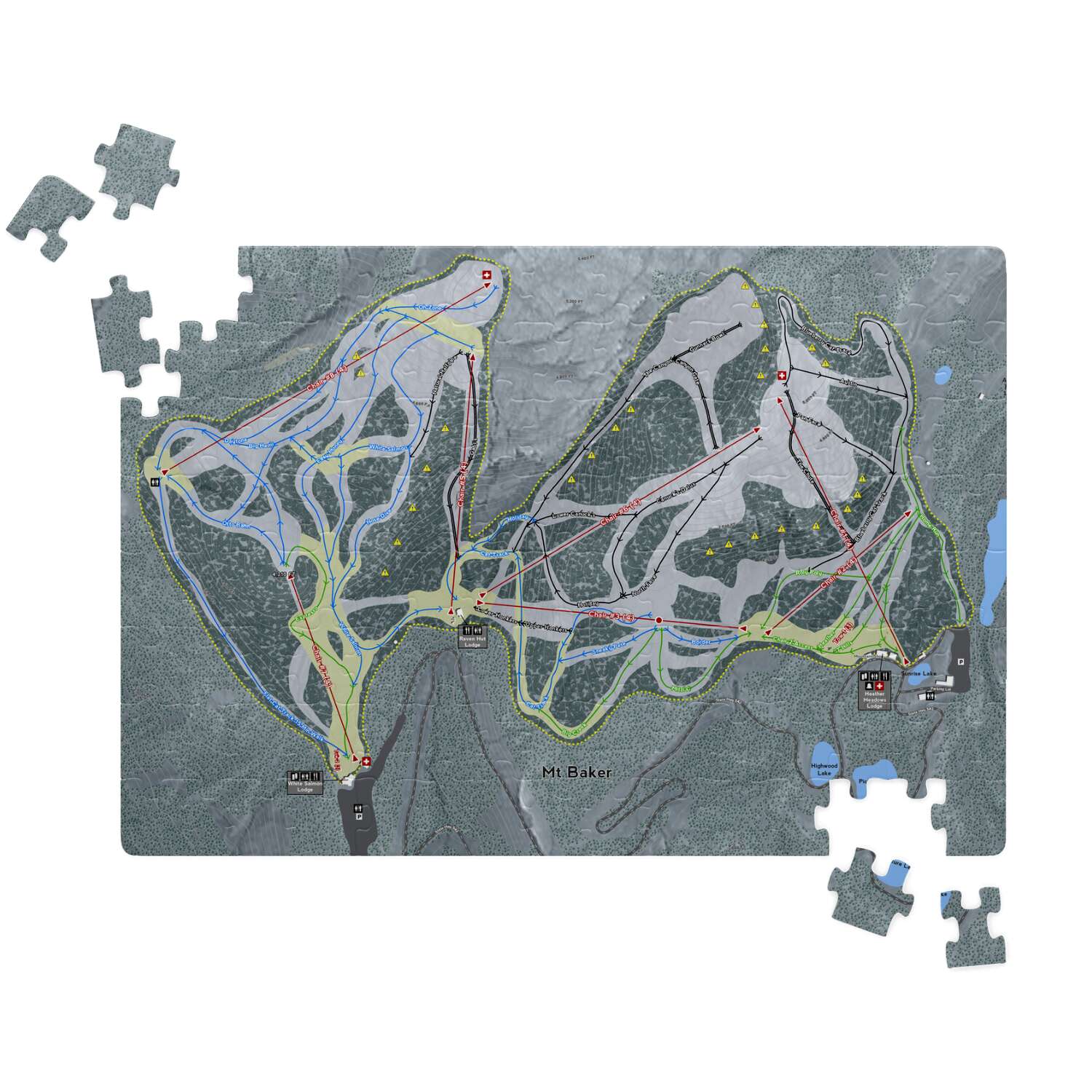 Mt Baker Washington Ski Map Resort Puzzle - Powderaddicts