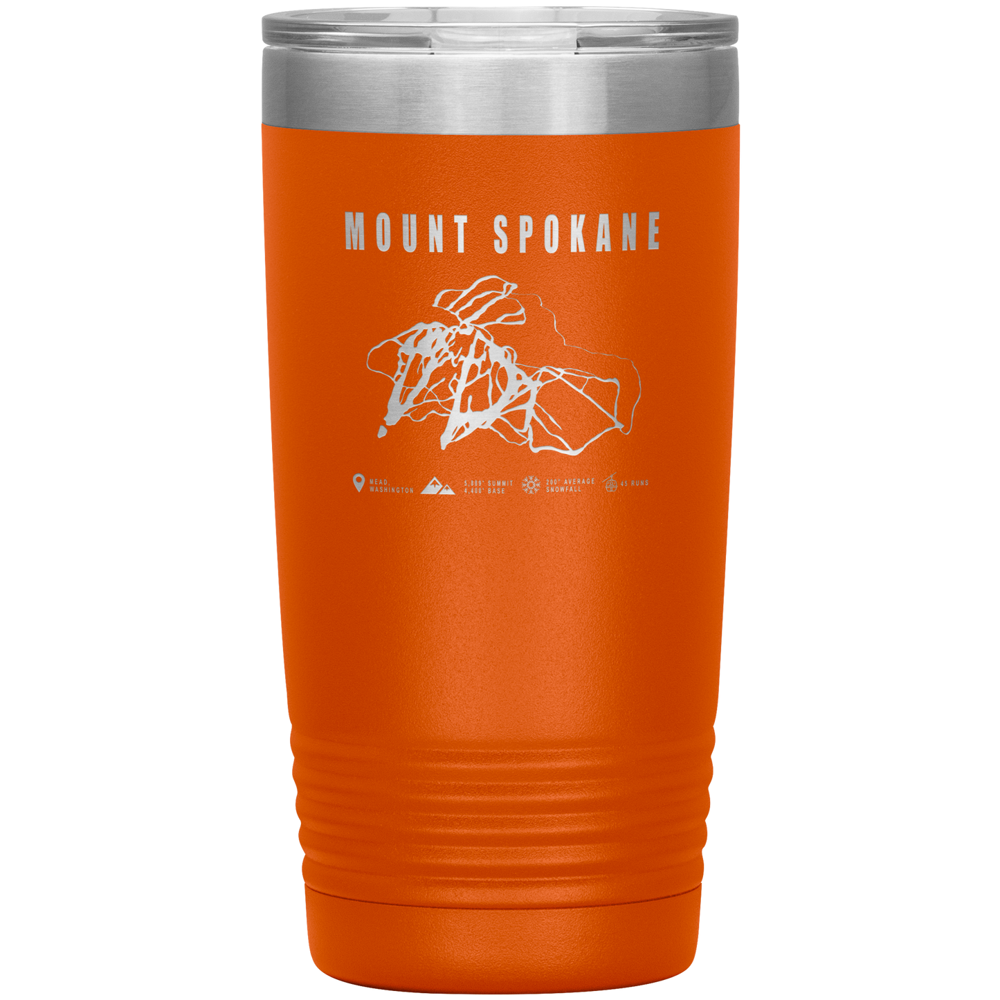 Mount Spokane, Washington Ski Trail Map 20oz Tumbler - Powderaddicts