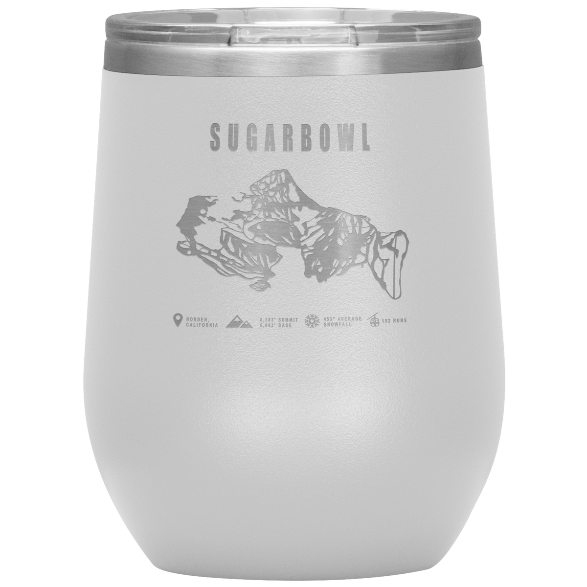 Sugarbowl, California Ski Trail Map Wine 12oz Tumbler - Powderaddicts