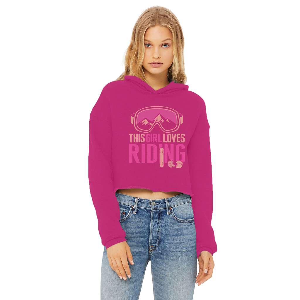 This Girl Loves Riding Ladies Cropped Raw Edge Hoodie - Powderaddicts