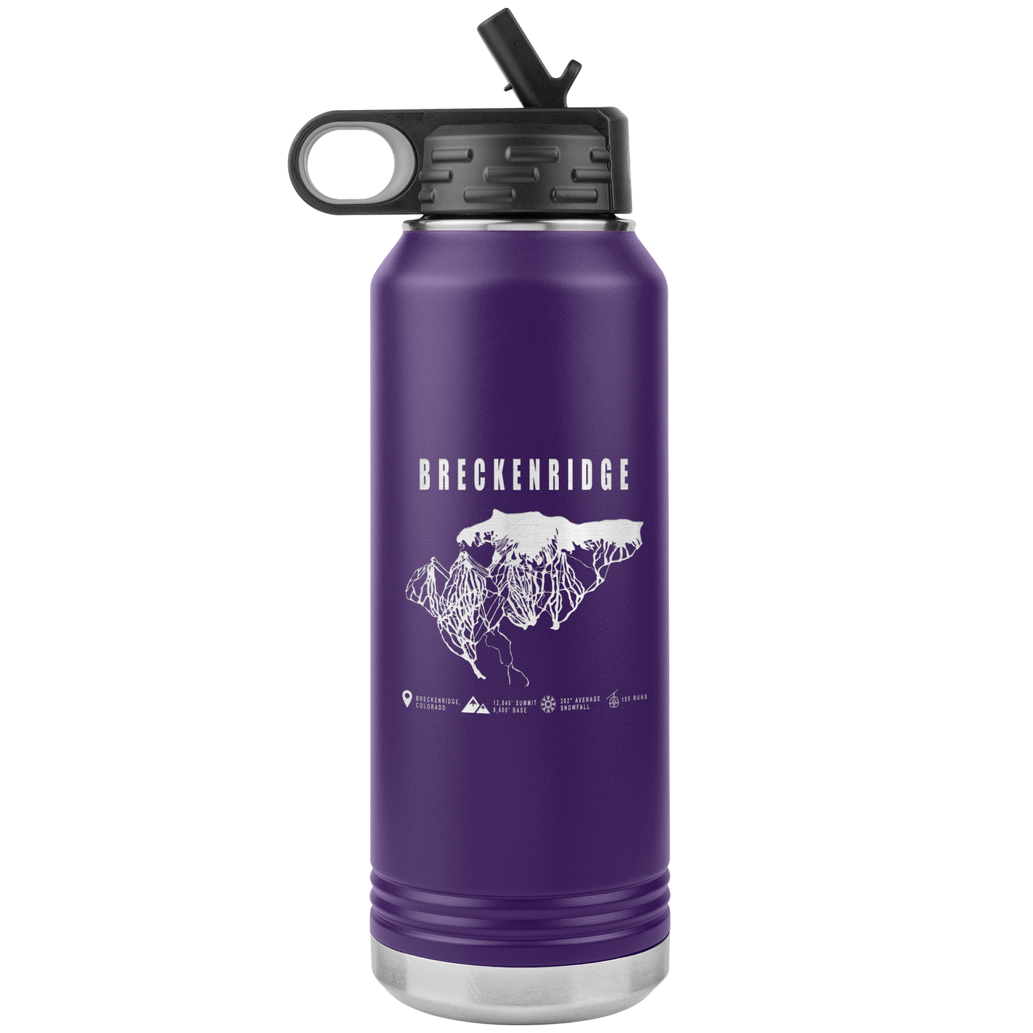 Breckenridge Colorado Ski Trail Map 32oz Water Bottle Tumbler - Powderaddicts