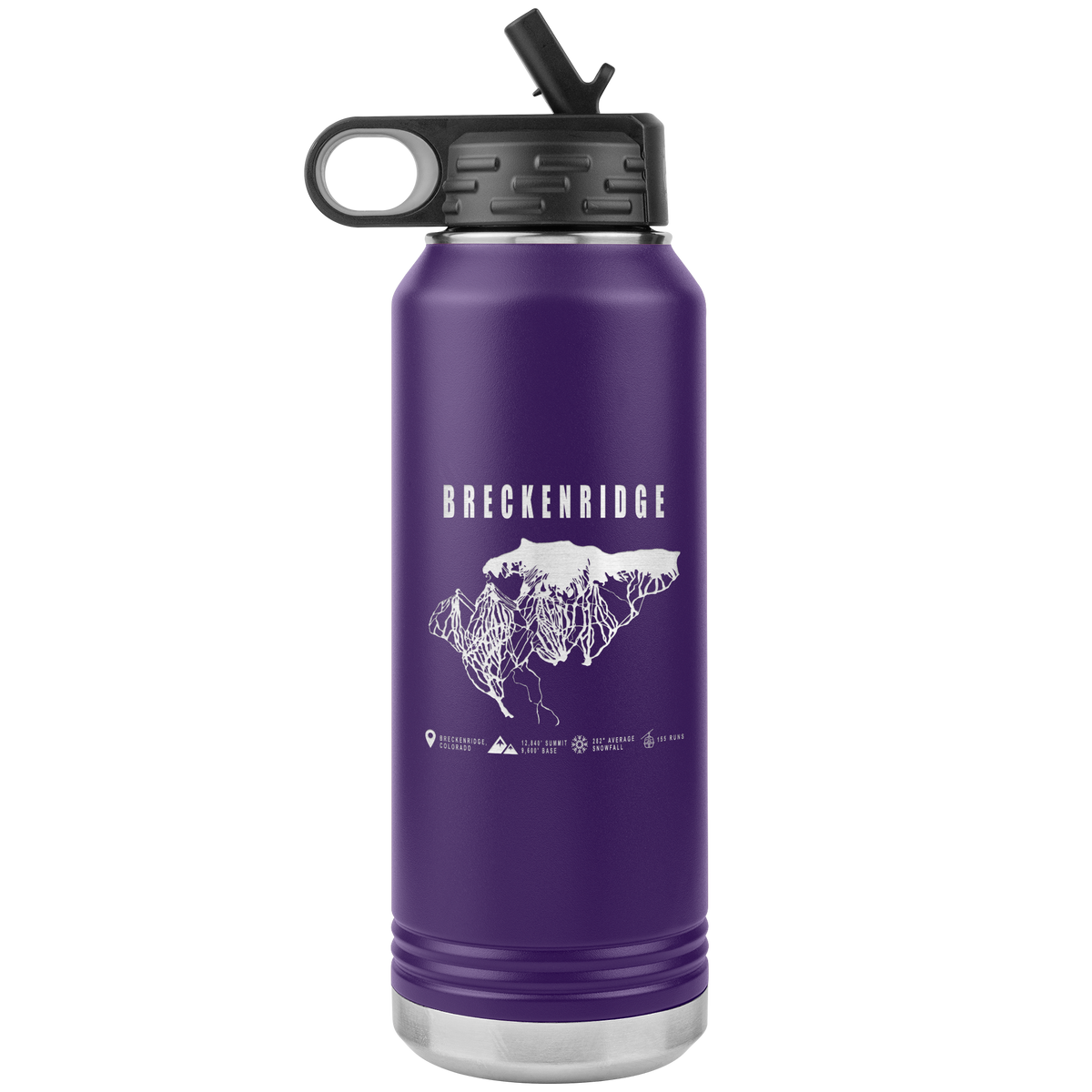 Breckenridge Colorado Ski Trail Map 32oz Water Bottle Tumbler - Powderaddicts