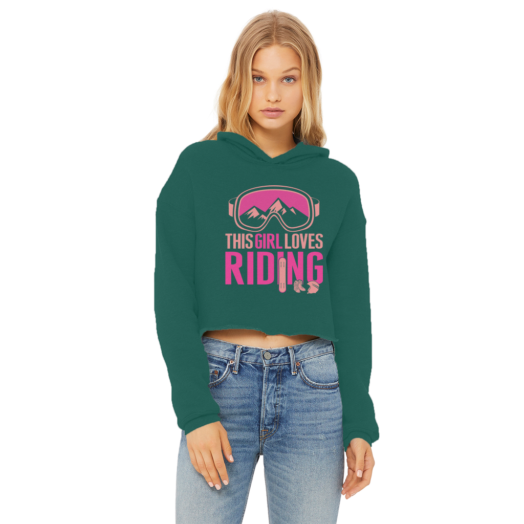 This Girl Loves Riding Ladies Cropped Raw Edge Hoodie - Powderaddicts