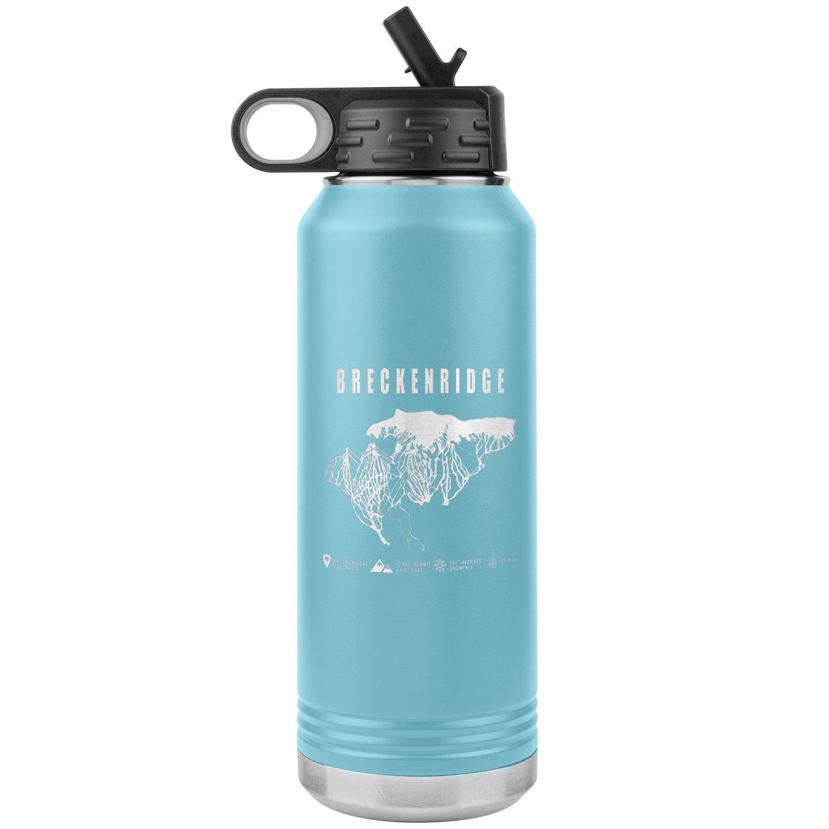 Breckenridge Colorado Ski Trail Map 32oz Water Bottle Tumbler - Powderaddicts