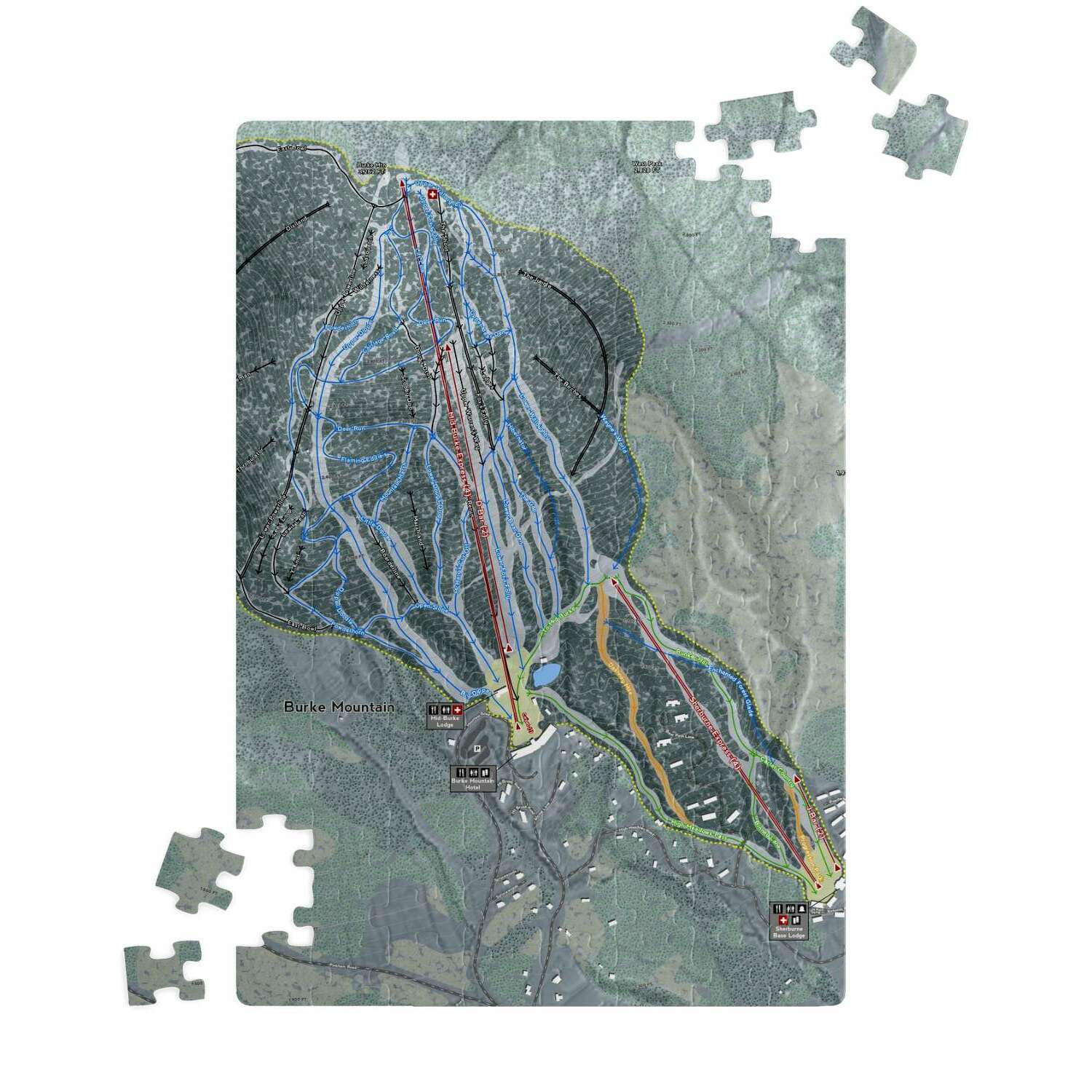 Burke Mountain, Vermont Ski Trail Map Puzzle - Powderaddicts