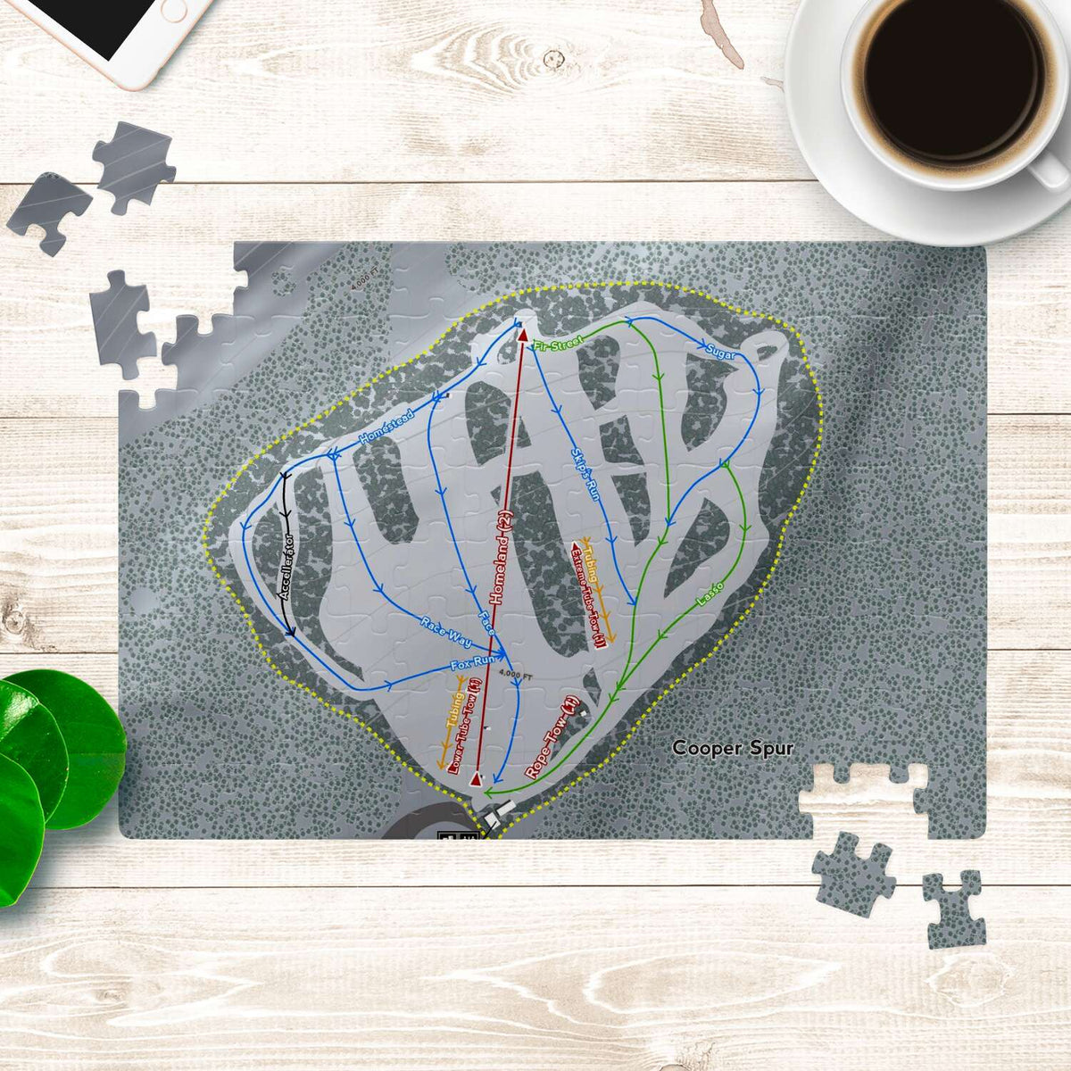 Cooper Spur Oregon Ski Trail Map Puzzle - Powderaddicts