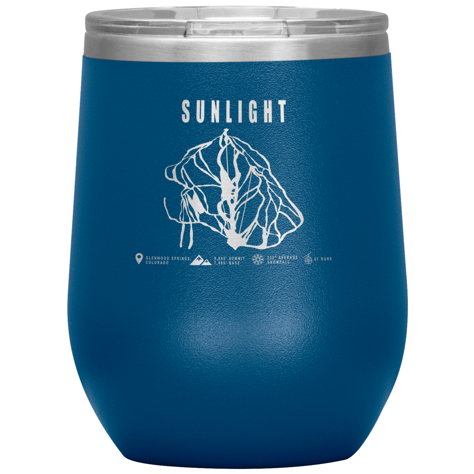 Sunlight Colorado Ski Trail Map Wine 12oz Tumbler - Powderaddicts