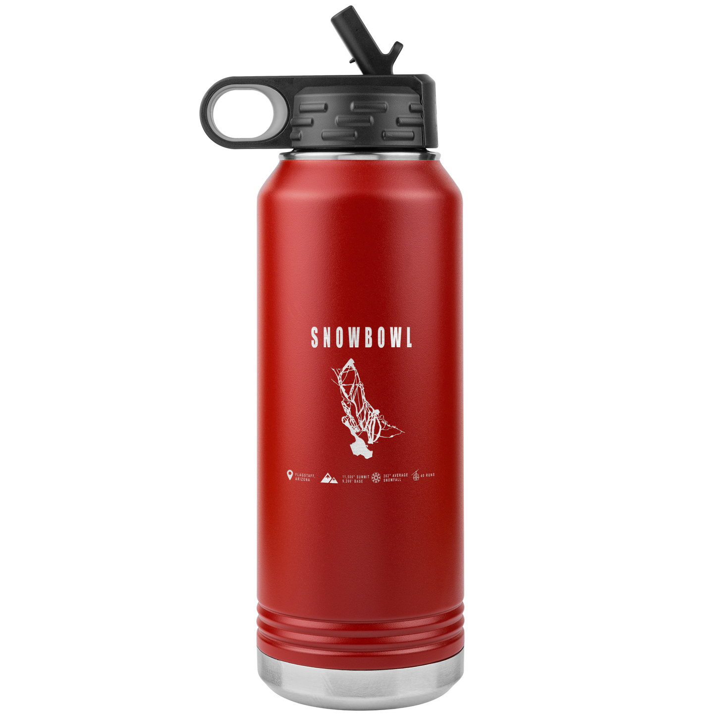 Snowbowl, Arizona Ski Trail Map 32oz Water Bottle Tumbler - Powderaddicts