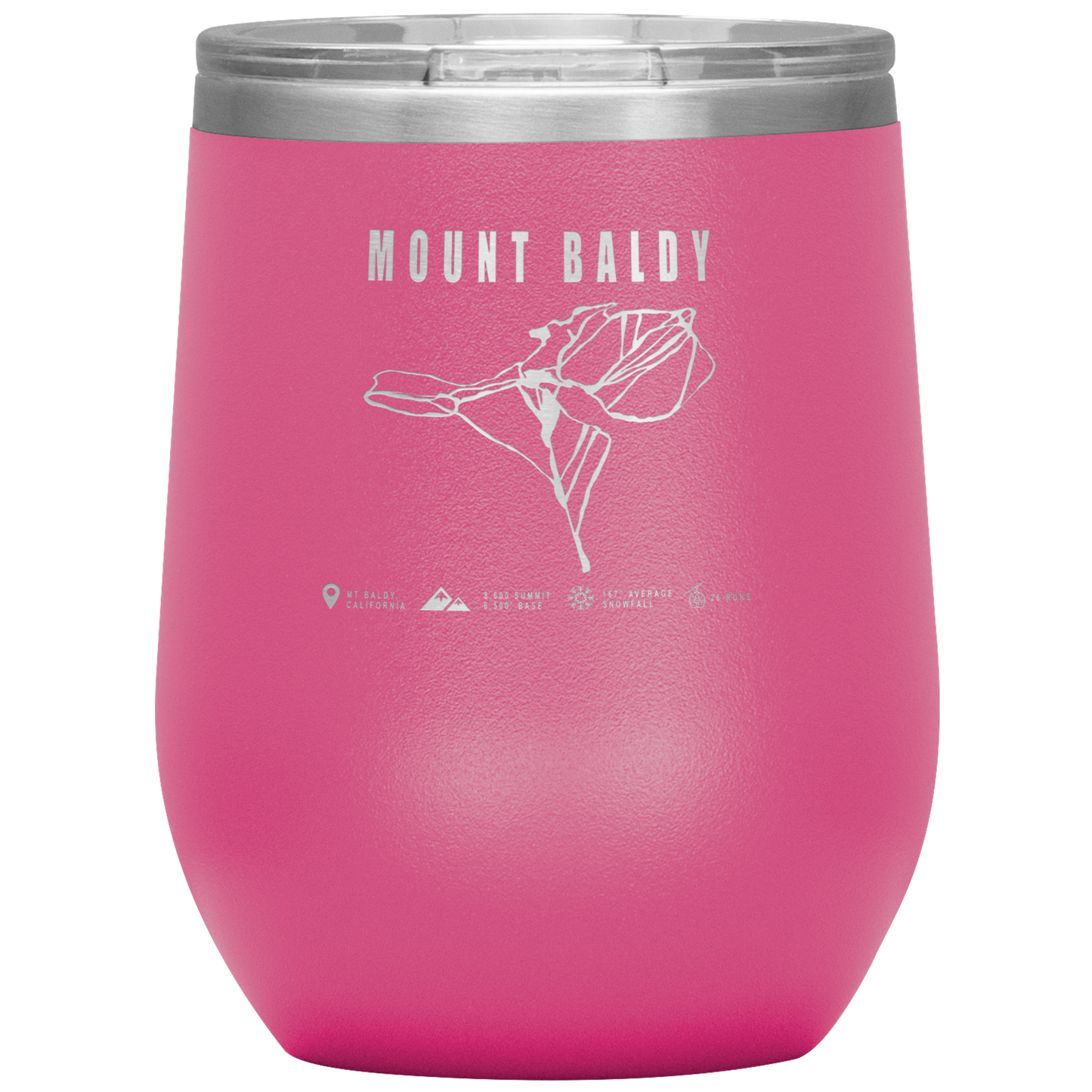 Mount Baldy, California Ski Trail Map Wine 12oz Tumbler - Powderaddicts