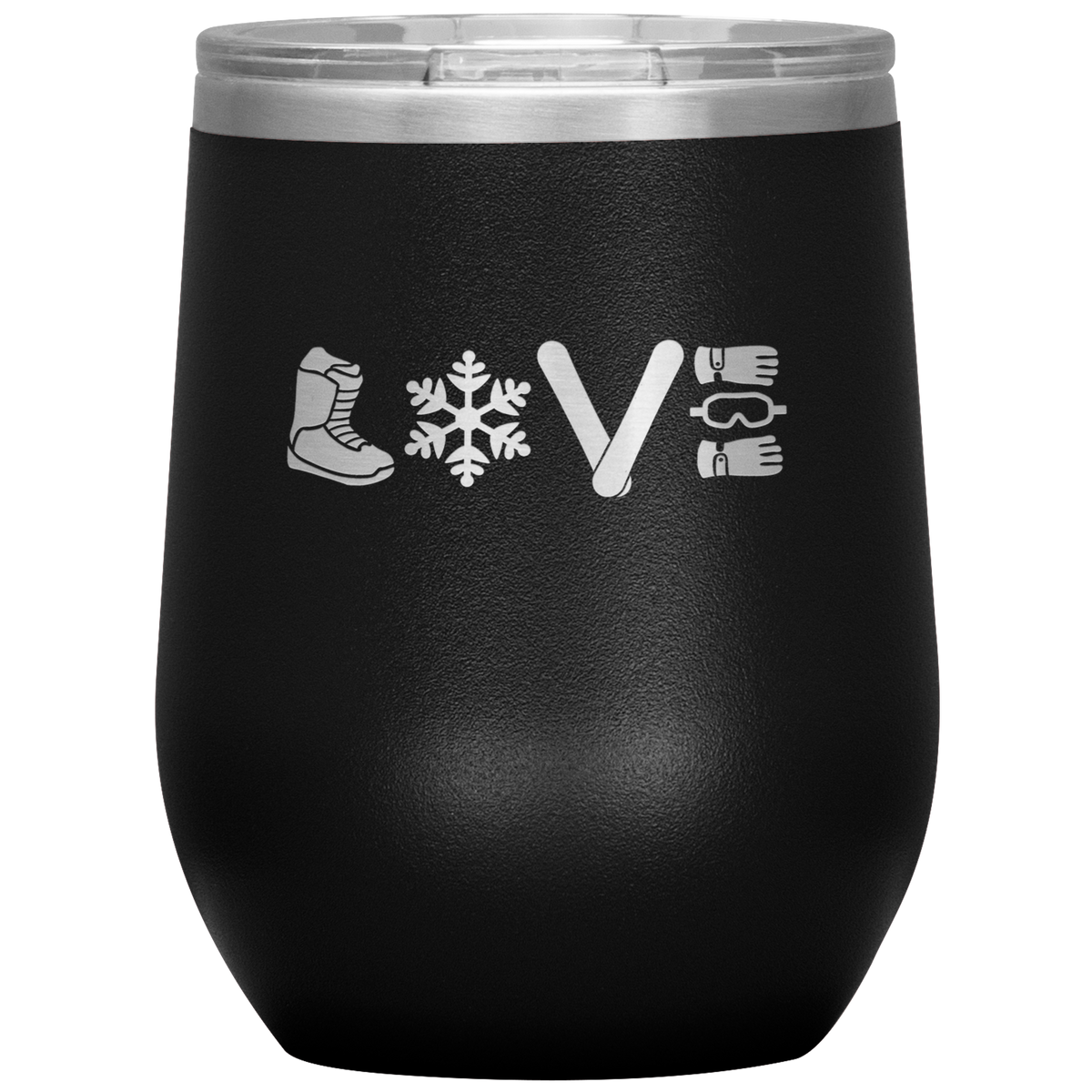 Love Snowboard Symbols Wine 12oz Tumbler - Powderaddicts