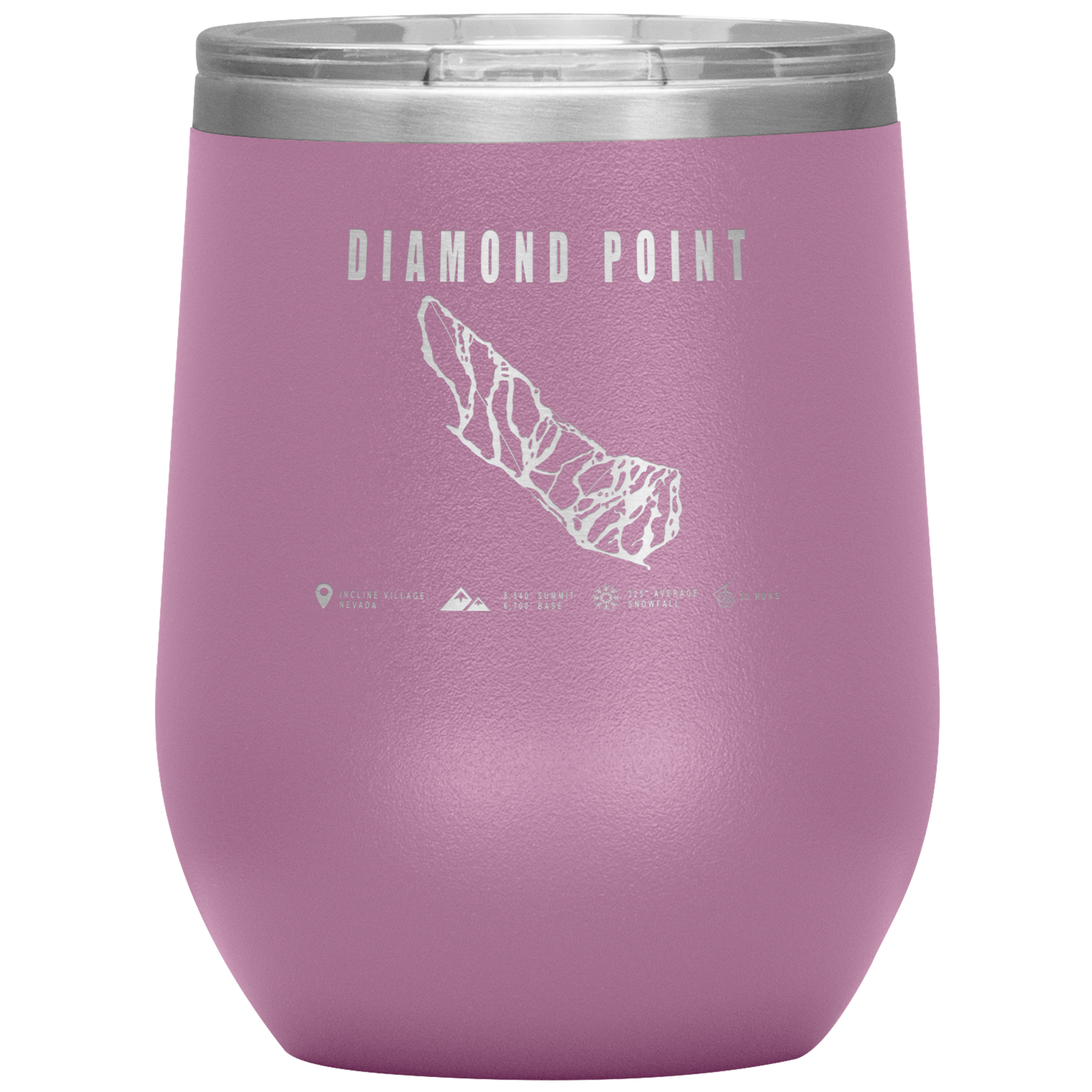 Diamond Point, Nevada Ski Trail Map Wine 12oz Tumbler - Powderaddicts