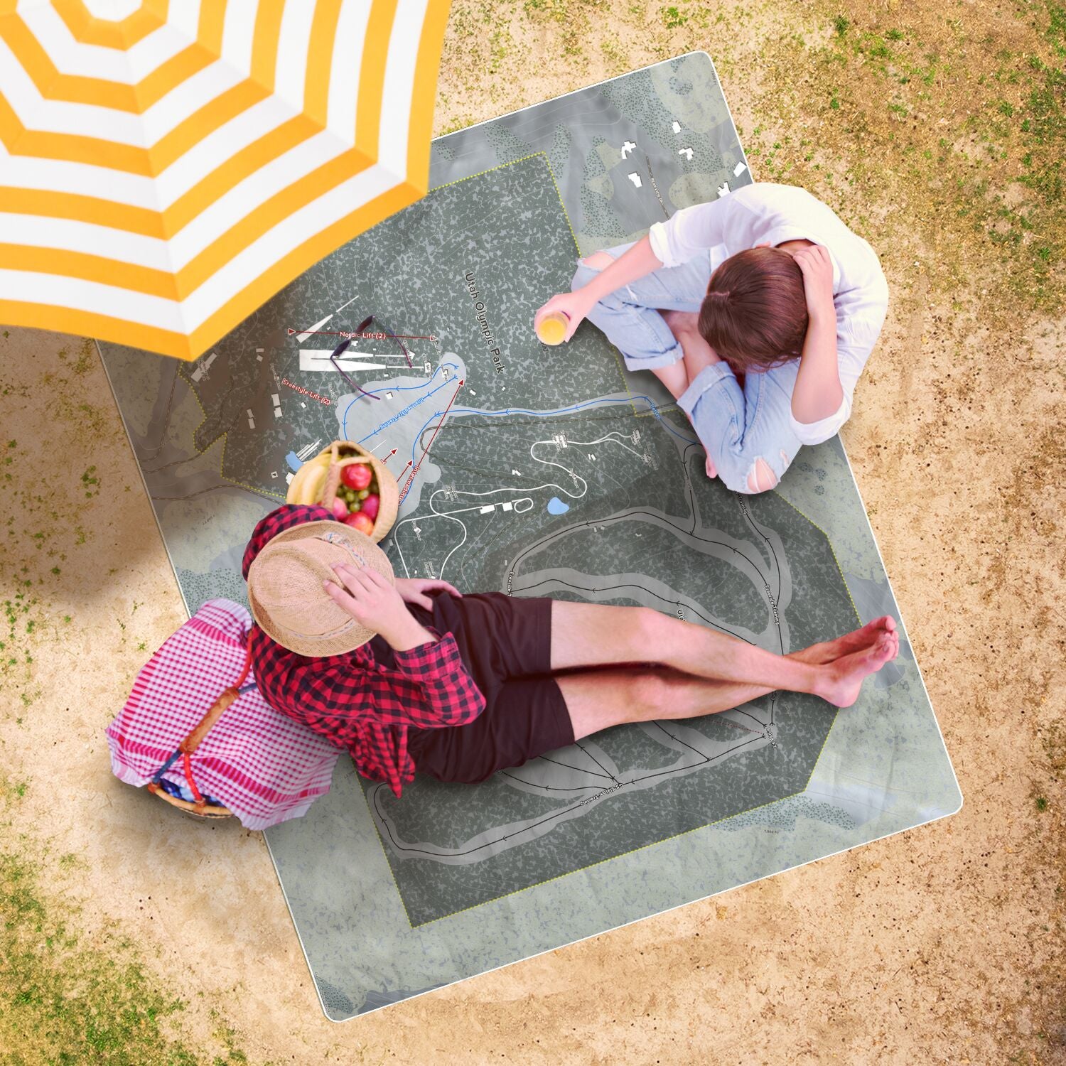 Olympic Park, Utah Ski Resort Map Printed Beach Towel - Powderaddicts