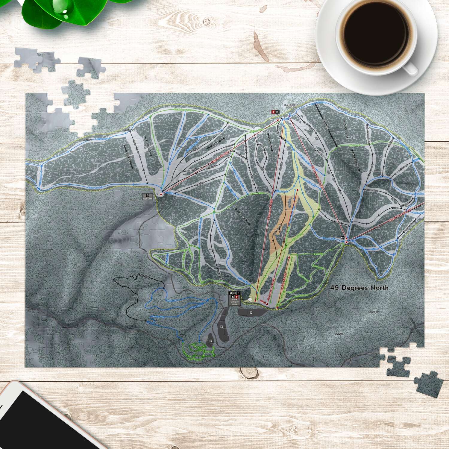 49 Degrees North Washington Ski Map Resort Puzzle - Powderaddicts