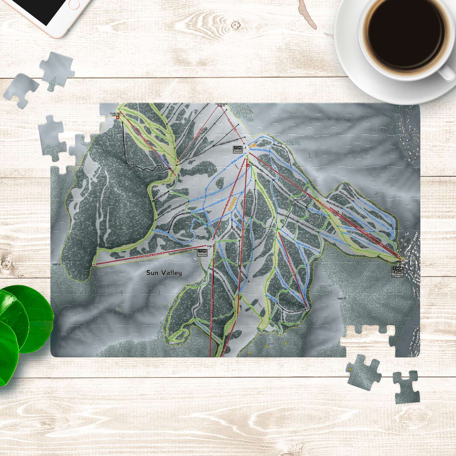 Sun Valley, Idaho Ski Trail Map Puzzle - Powderaddicts