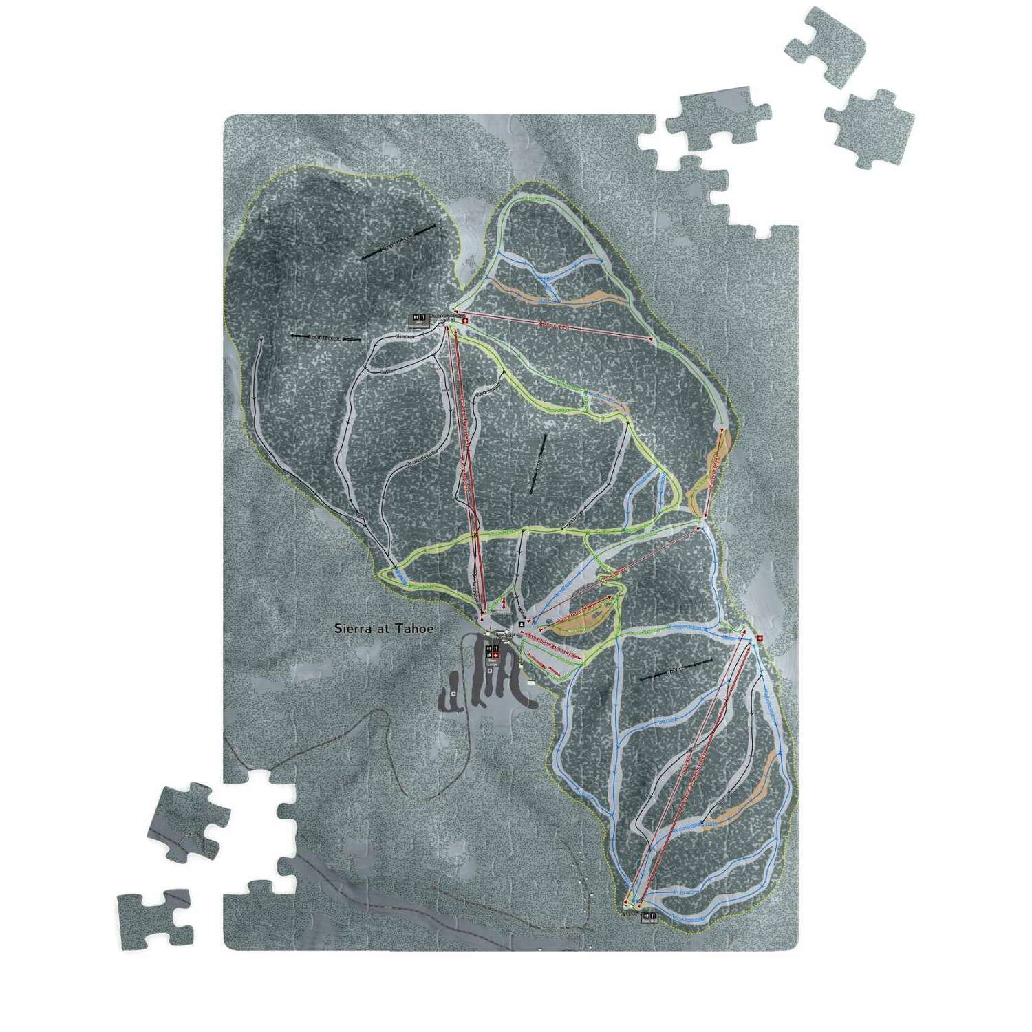 SIerra at Tahoe, California Ski Trail Map Puzzle - Powderaddicts