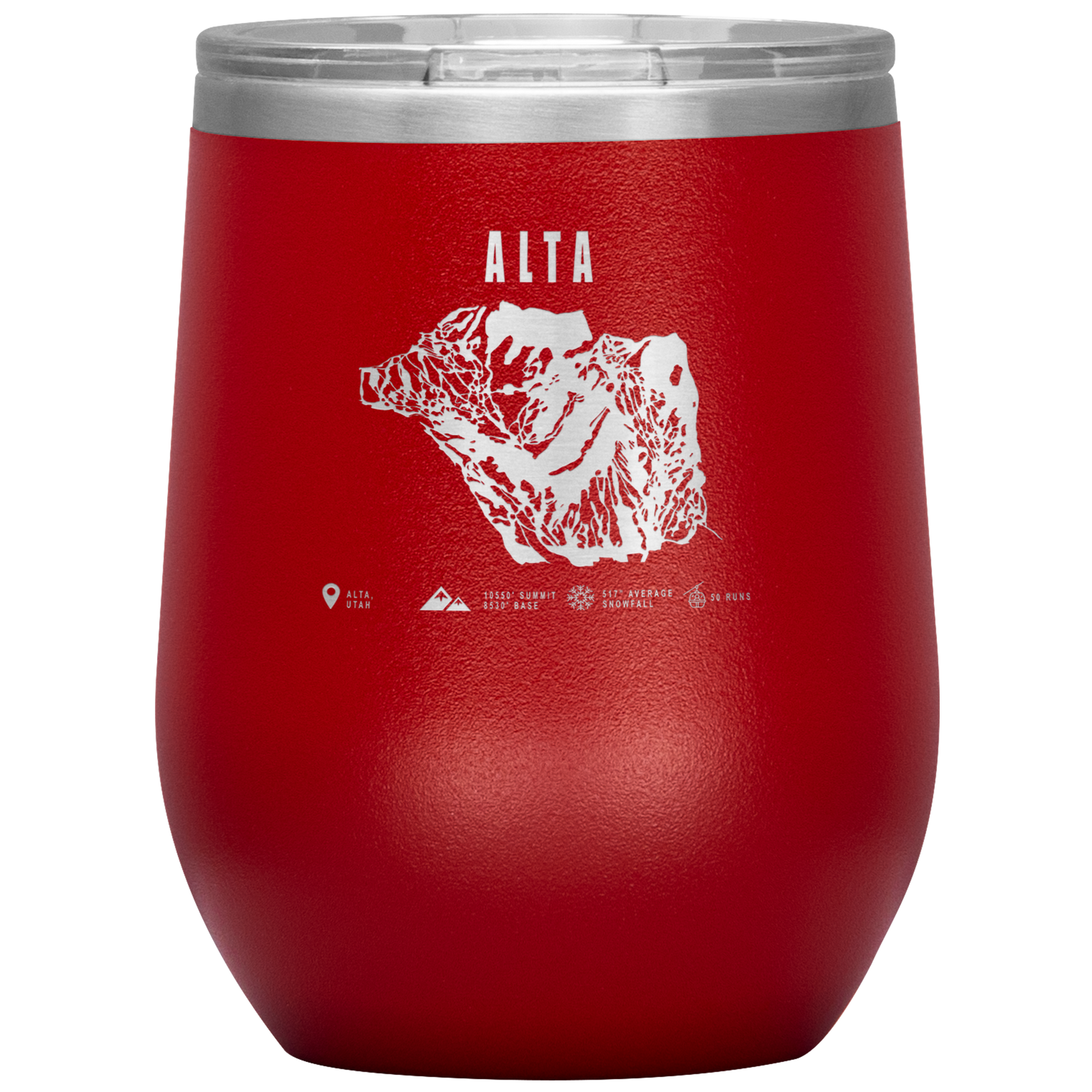 Alta,Utah Ski Trail Map Wine 12oz Tumbler - Powderaddicts