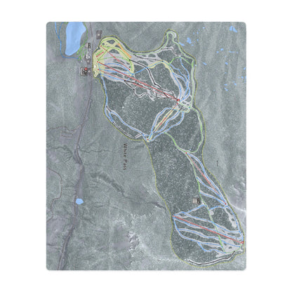 White Pass, Washington Ski Resort Map Printed Beach Towel - Powderaddicts