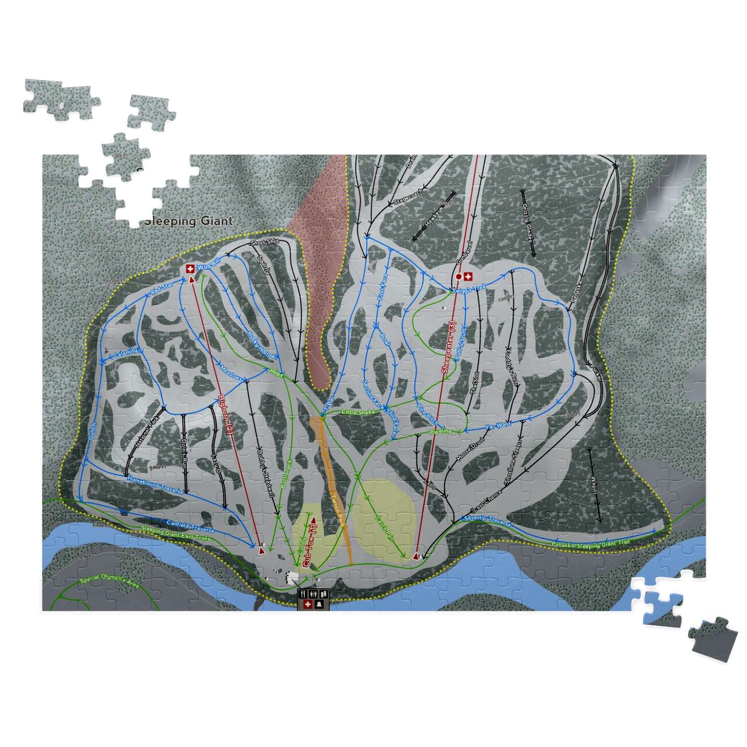 Sleeping Giant Wyoming Ski Trail Map Puzzle - Powderaddicts