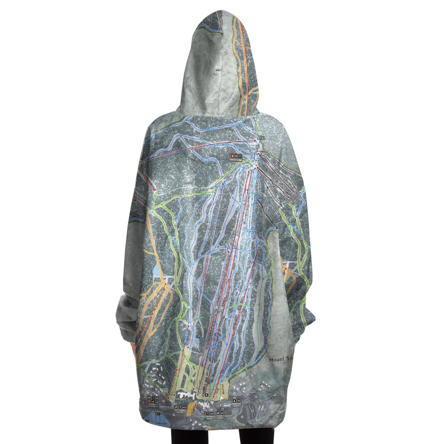Mount Snow, Vermont Ski Trail Map - Snug Hoodie - Powderaddicts