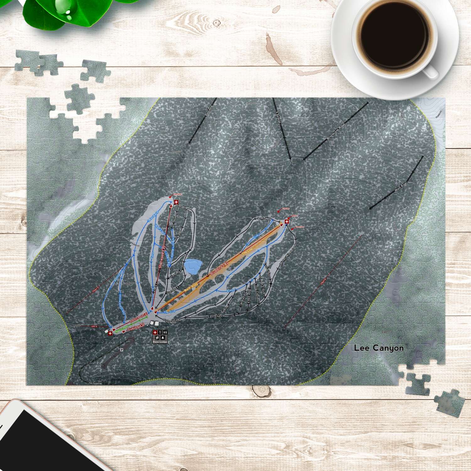 Lee Canyon Nevada Ski Trail Map Puzzle - Powderaddicts