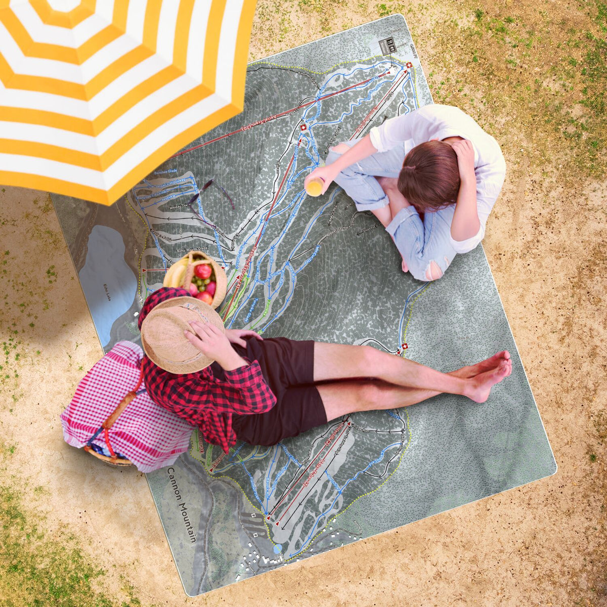 Cannon Mountain, New Hampshire Ski Resort Map Printed Beach Towel - Powderaddicts