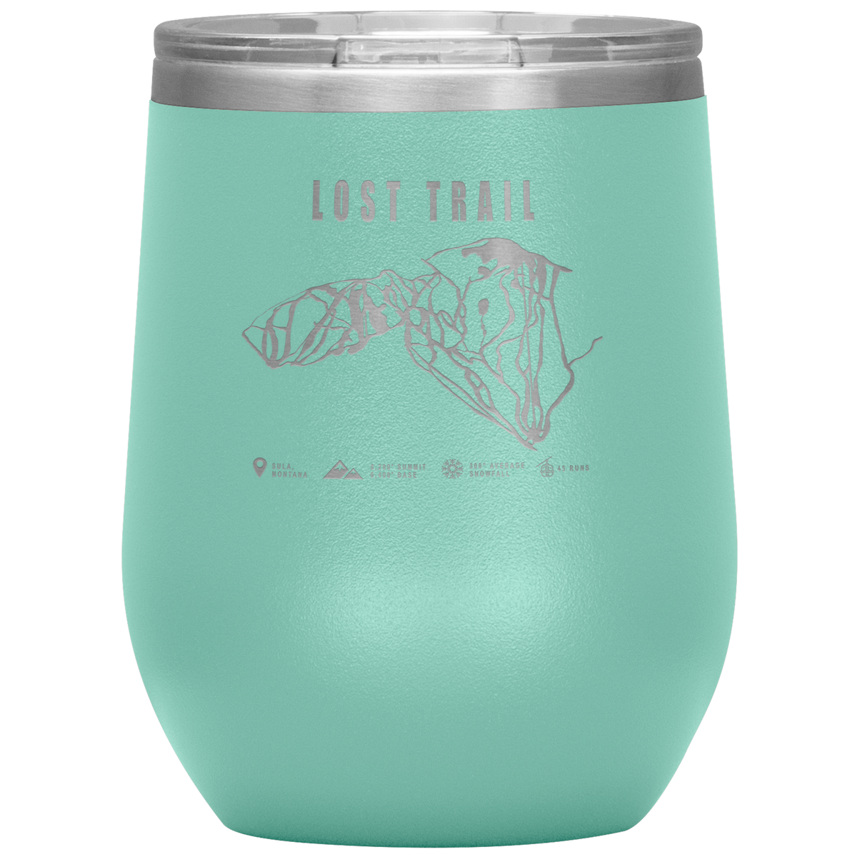 Lost Trail Montana Ski Trail Map Wine 12oz Tumbler - Powderaddicts
