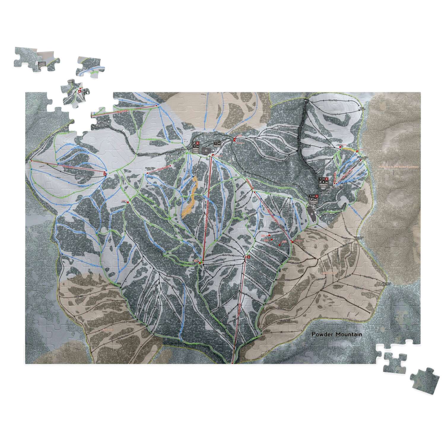 Powder Mountain, Utah Ski Trail Map Puzzle - Powderaddicts