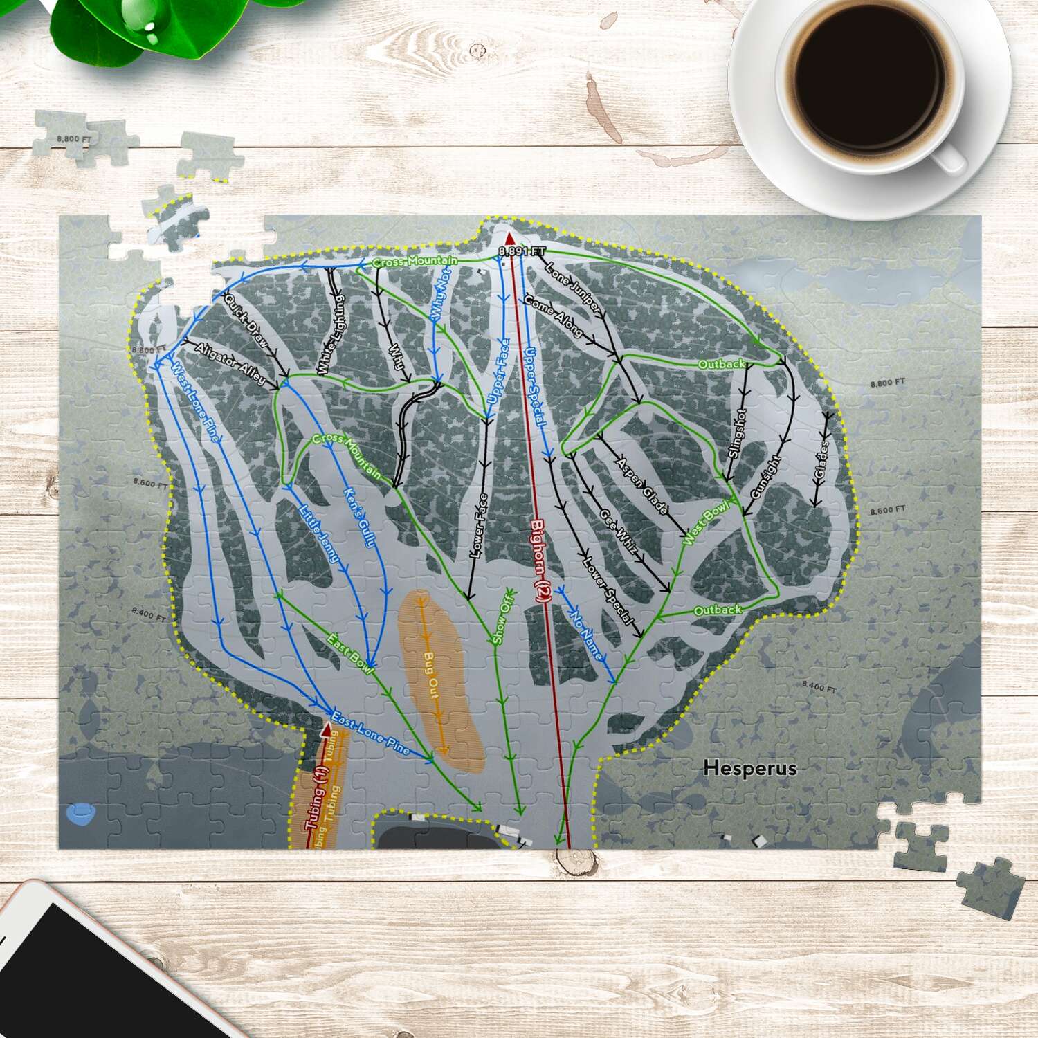 Hesperus, Colorado Ski Trail Map Puzzles - Powderaddicts