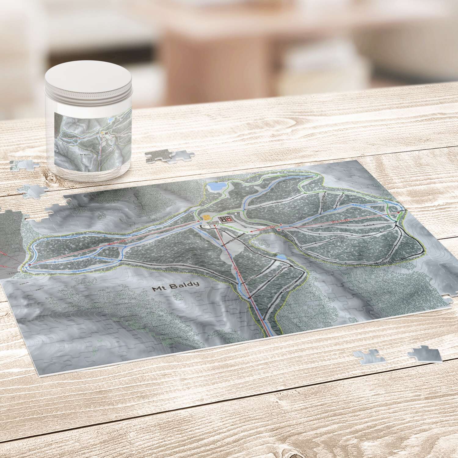 Mt. Baldy, California Ski Trail Map Puzzle - Powderaddicts