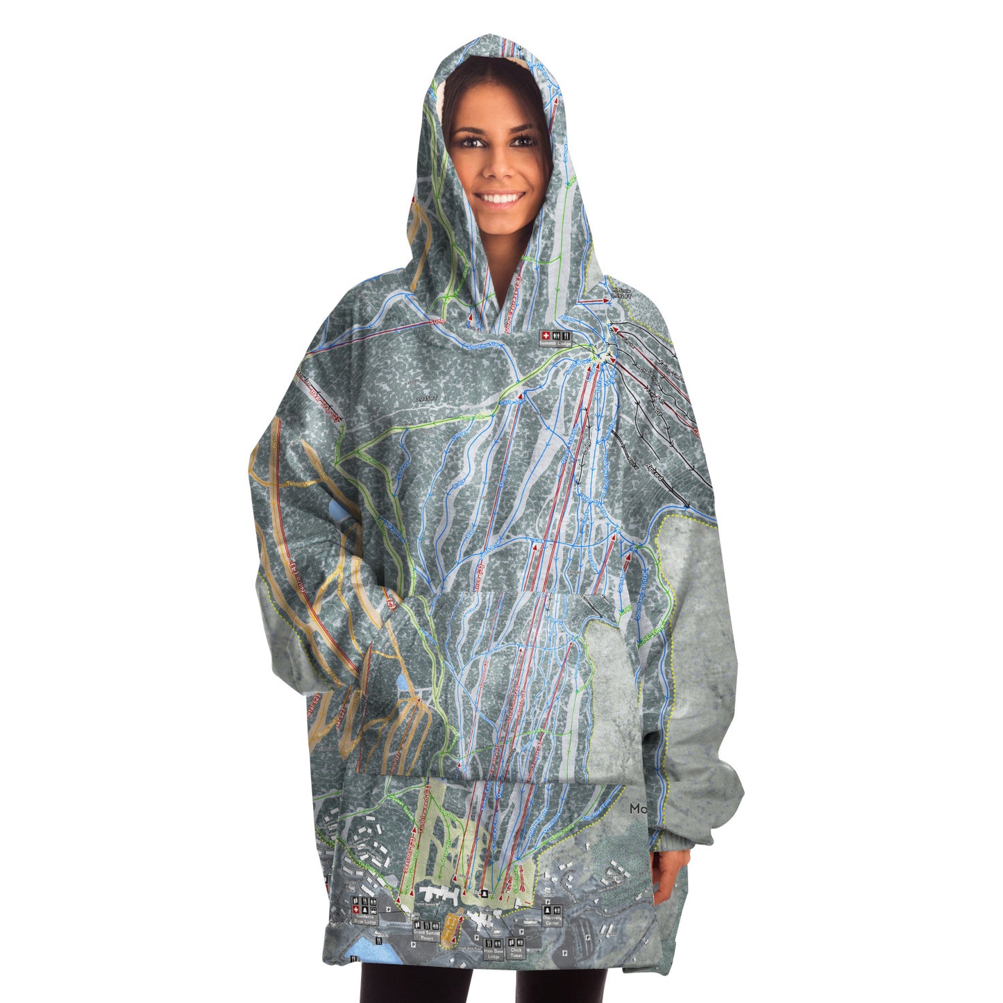 Mount Snow, Vermont Ski Trail Map - Snug Hoodie - Powderaddicts