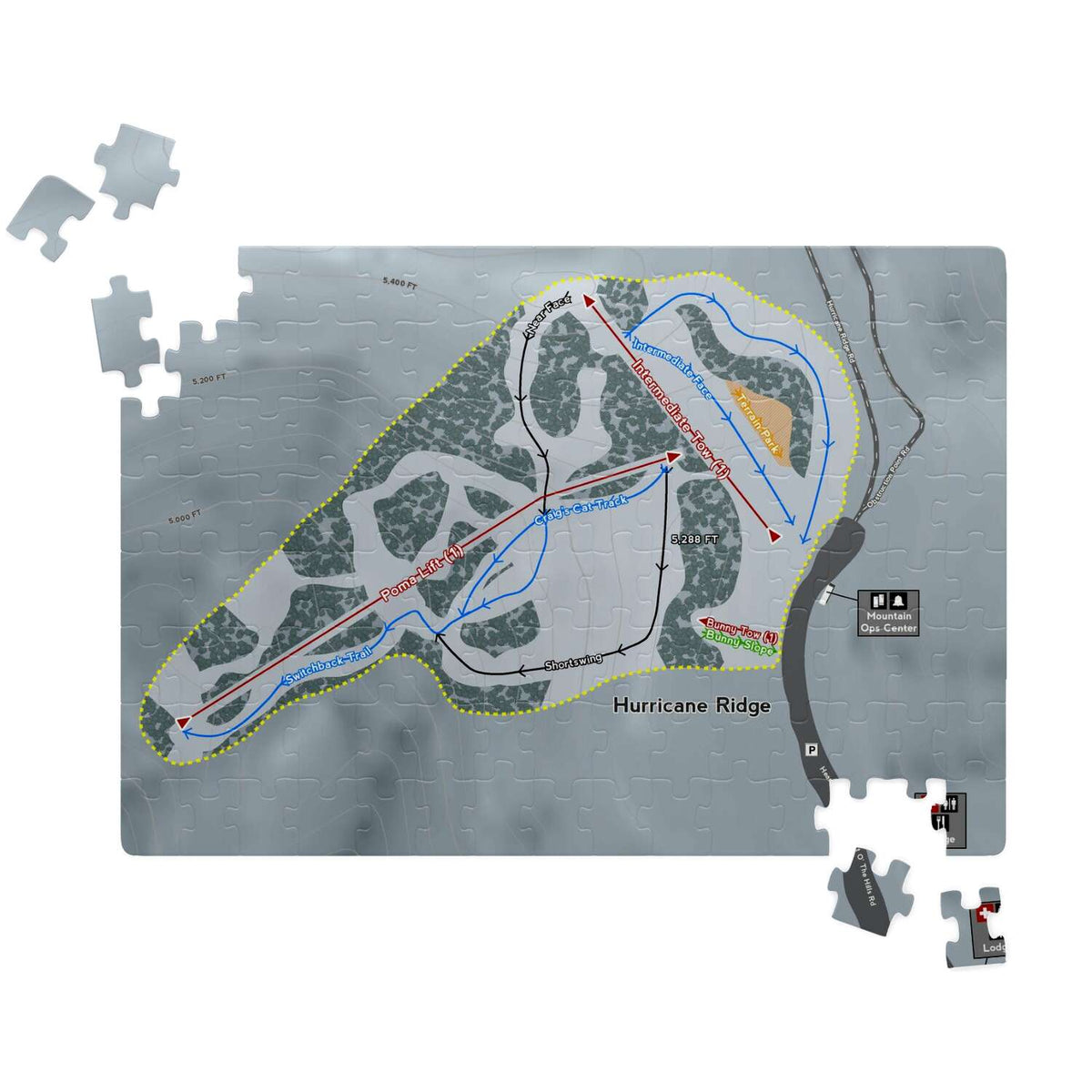Hurricane Ridge Washington Ski Map Resort Puzzle - Powderaddicts