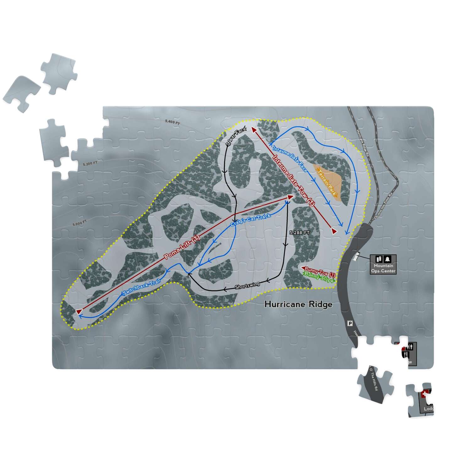 Hurricane Ridge Washington Ski Map Resort Puzzle - Powderaddicts