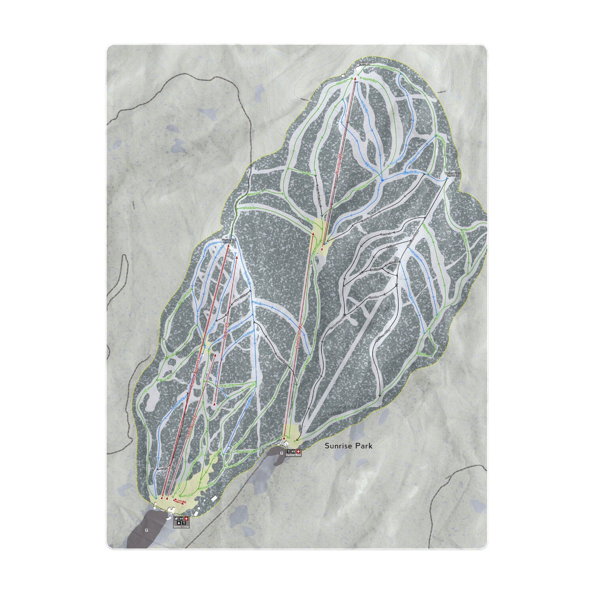 Sunrise Park, Arizona Ski Resort Map Printed Beach Towel - Powderaddicts