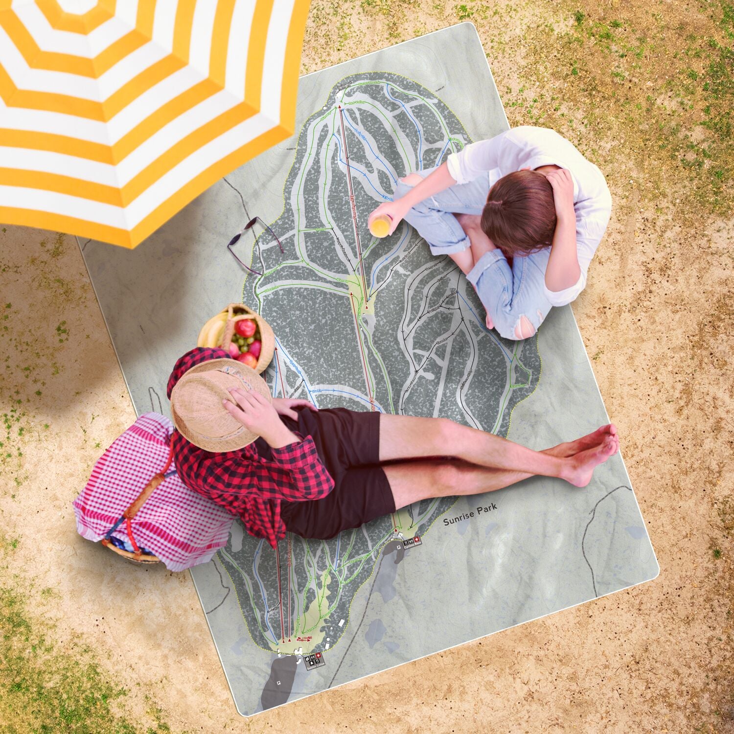 Sunrise Park, Arizona Ski Resort Map Printed Beach Towel - Powderaddicts