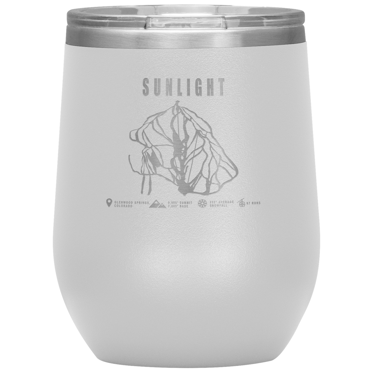 Sunlight Colorado Ski Trail Map Wine 12oz Tumbler - Powderaddicts