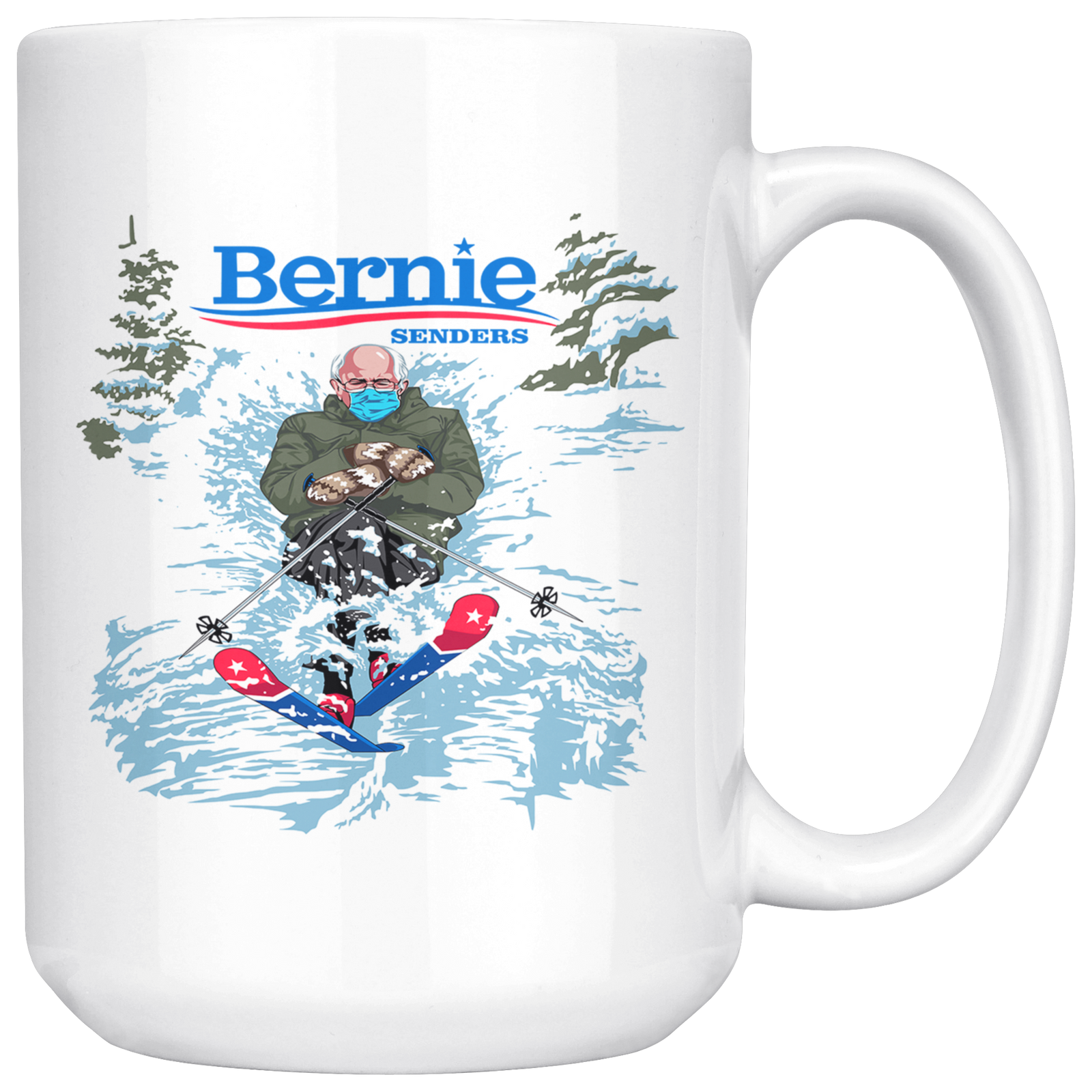 Bernie Senders Skiing 15oz Mug - Powderaddicts