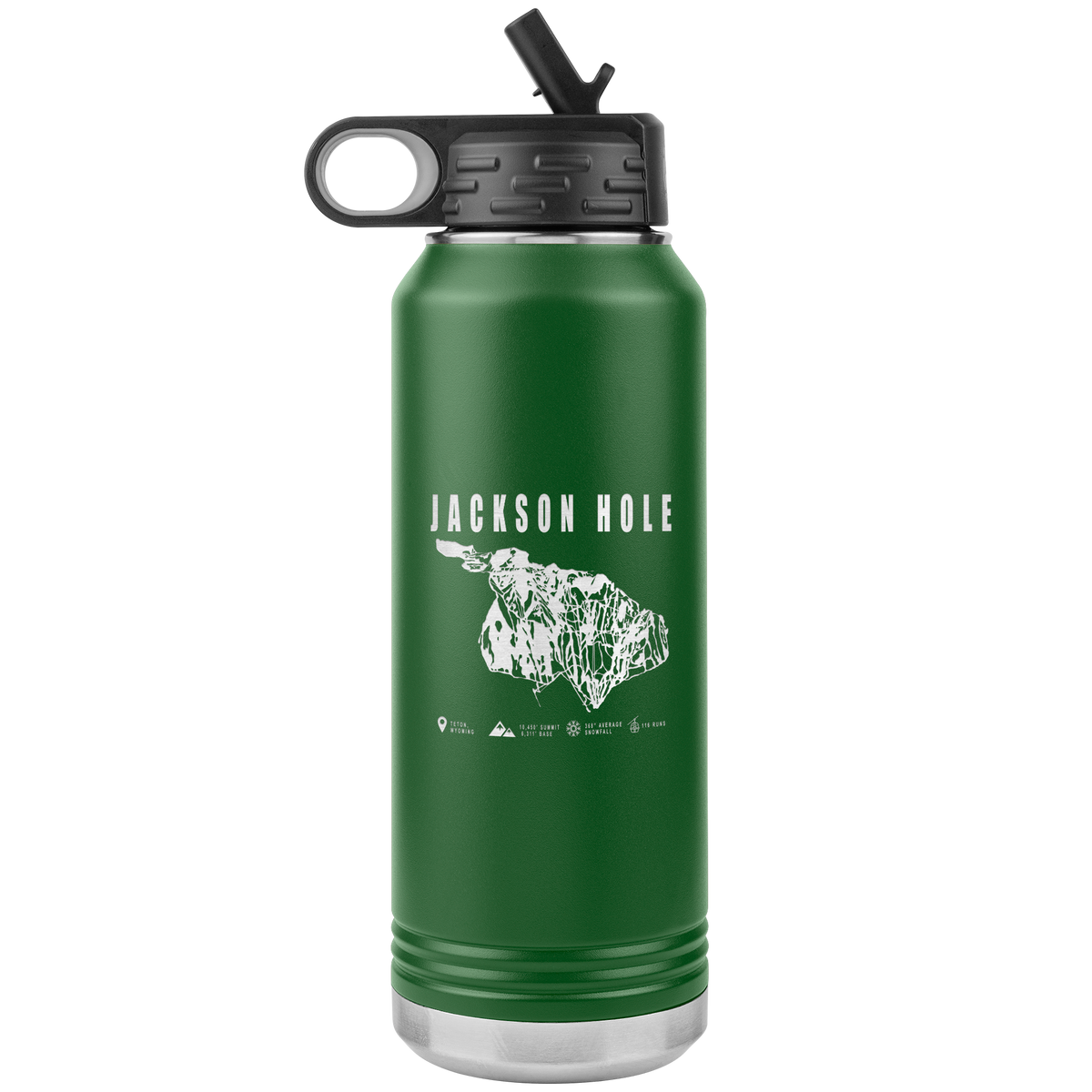 Jackson Hole Wyoming Ski Trail Map 32oz Water Bottle Tumbler - Powderaddicts