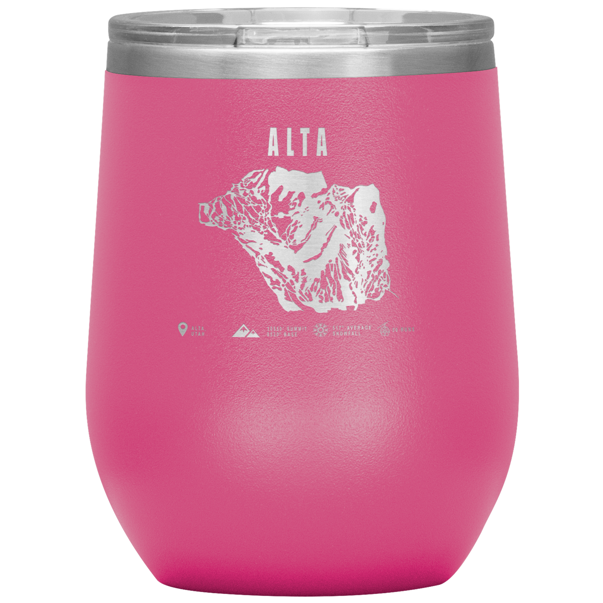 Alta,Utah Ski Trail Map Wine 12oz Tumbler - Powderaddicts