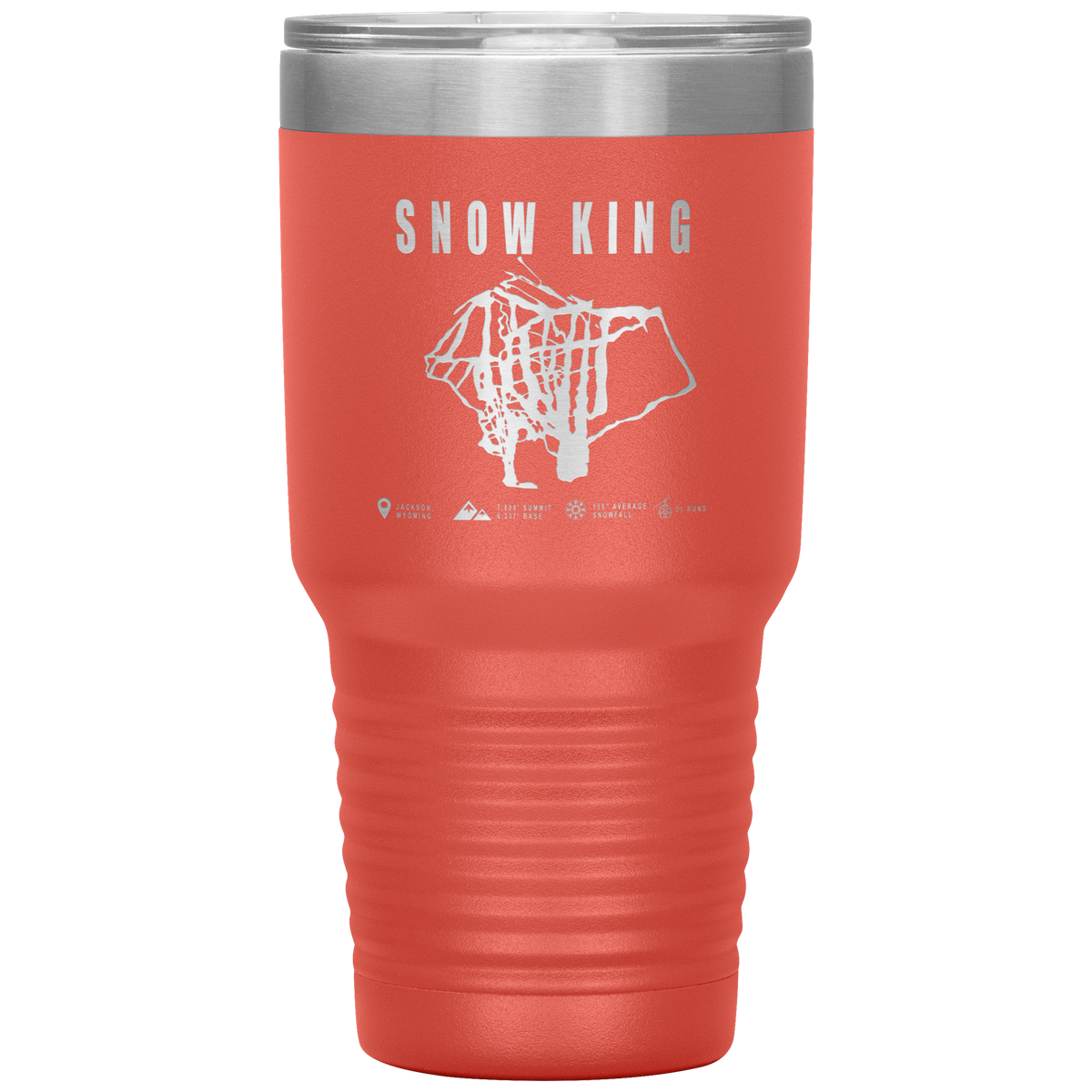 Snow King Wyoming Ski Trail Map 30oz Tumbler - Powderaddicts