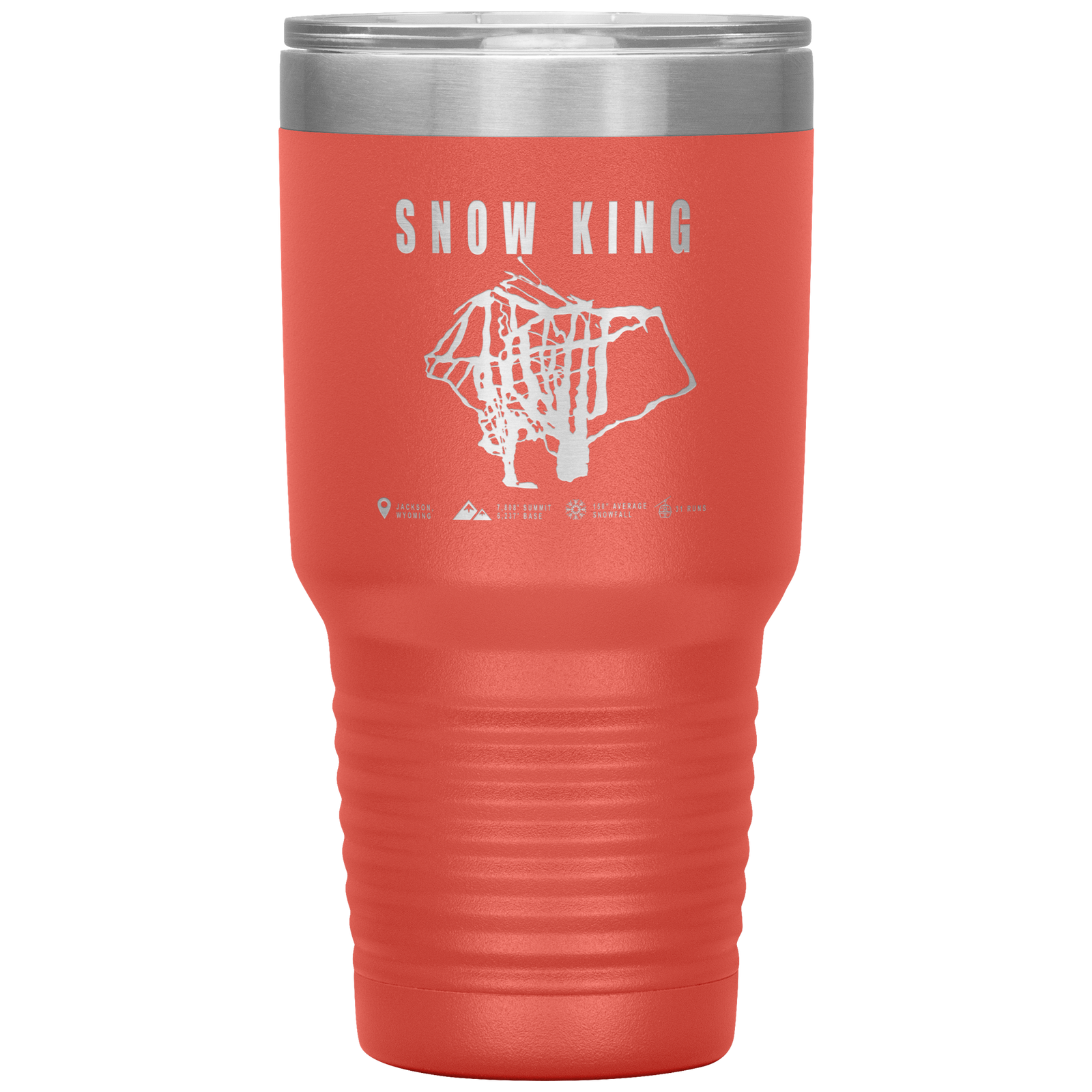 Snow King Wyoming Ski Trail Map 30oz Tumbler - Powderaddicts