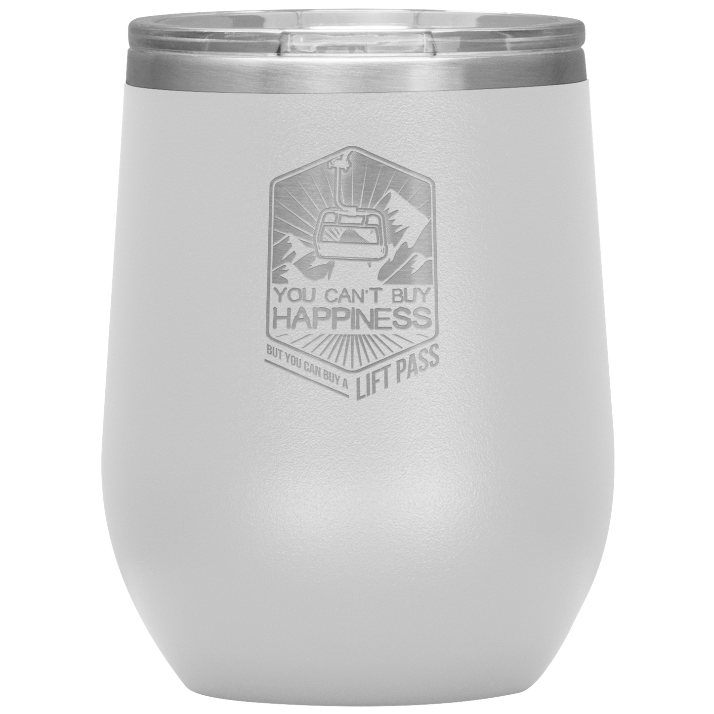 You Can't Buy Happiness But You Can Buy A Lift Pass Wine 12oz Tumbler - Powderaddicts