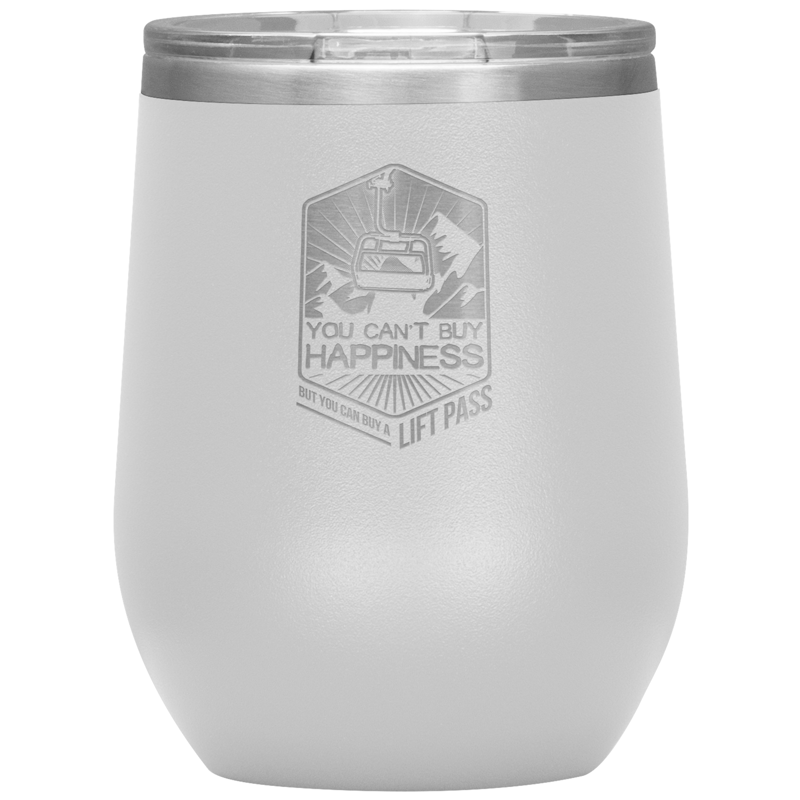 You Can't Buy Happiness But You Can Buy A Lift Pass Wine 12oz Tumbler - Powderaddicts