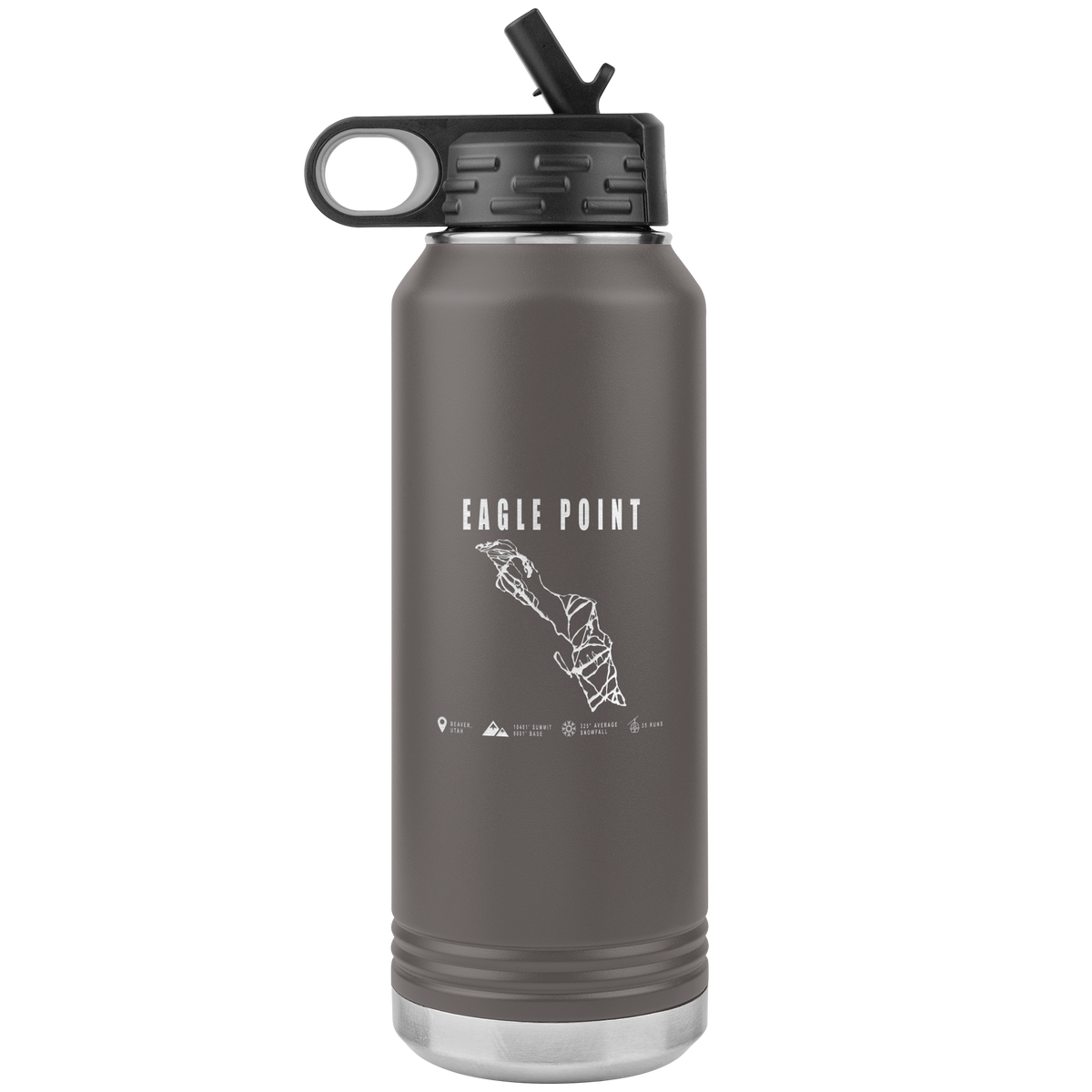Eagle Point,Utah Ski Trail Map 32oz Water Bottle Tumbler - Powderaddicts
